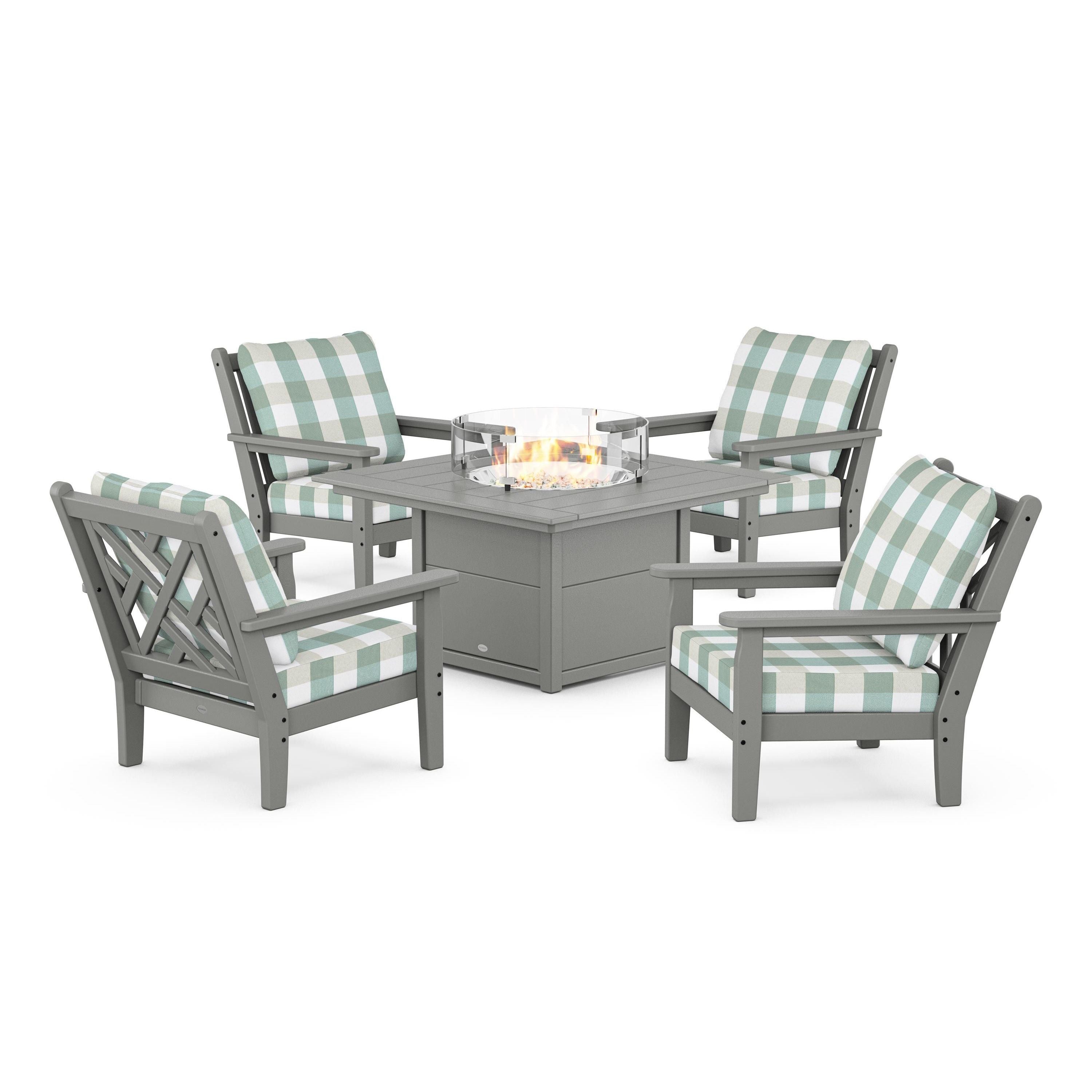 Chippendale 5-Piece Deep Seating Set with Fire Pit Table