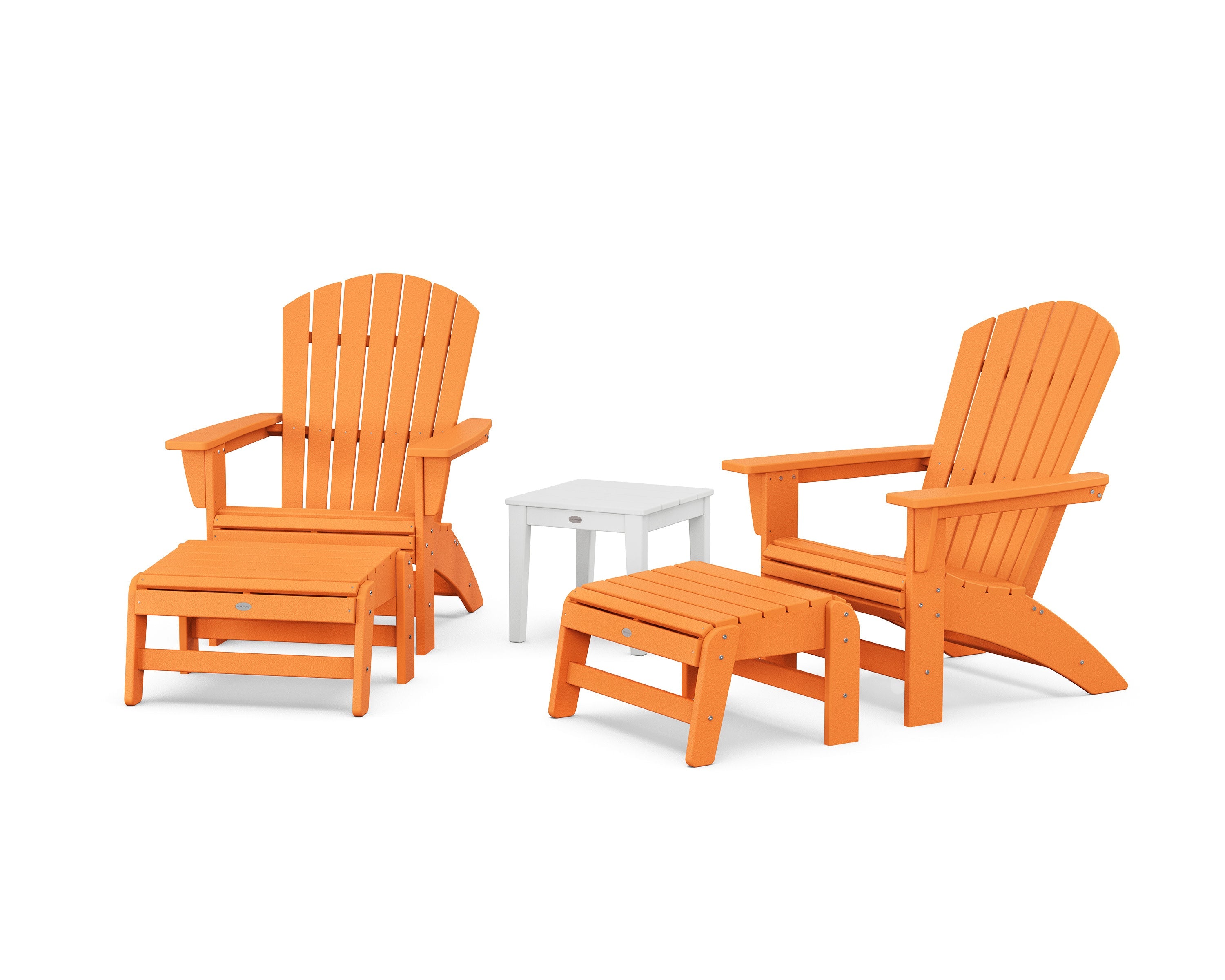 5-Piece Nautical Grand Adirondack Set with Ottomans and Side Table