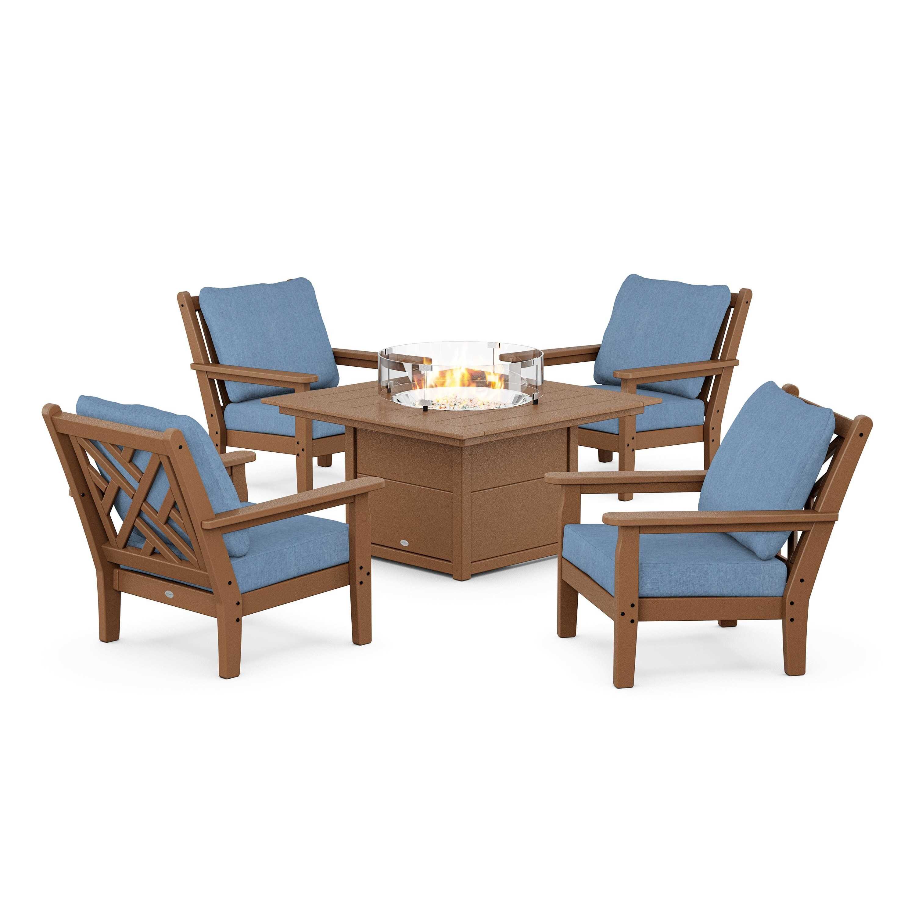 Chippendale 5-Piece Deep Seating Set with Fire Pit Table