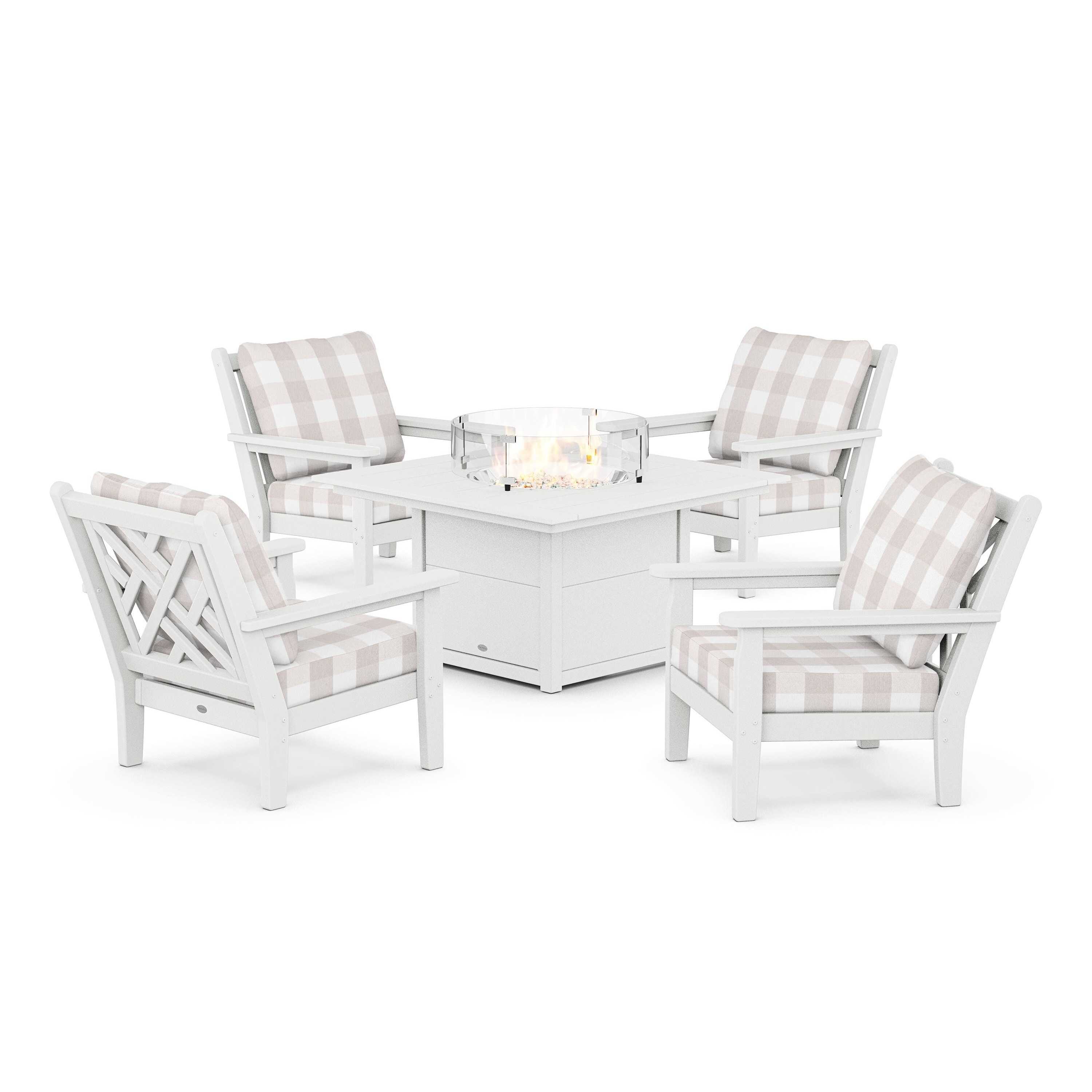 Chippendale 5-Piece Deep Seating Set with Fire Pit Table