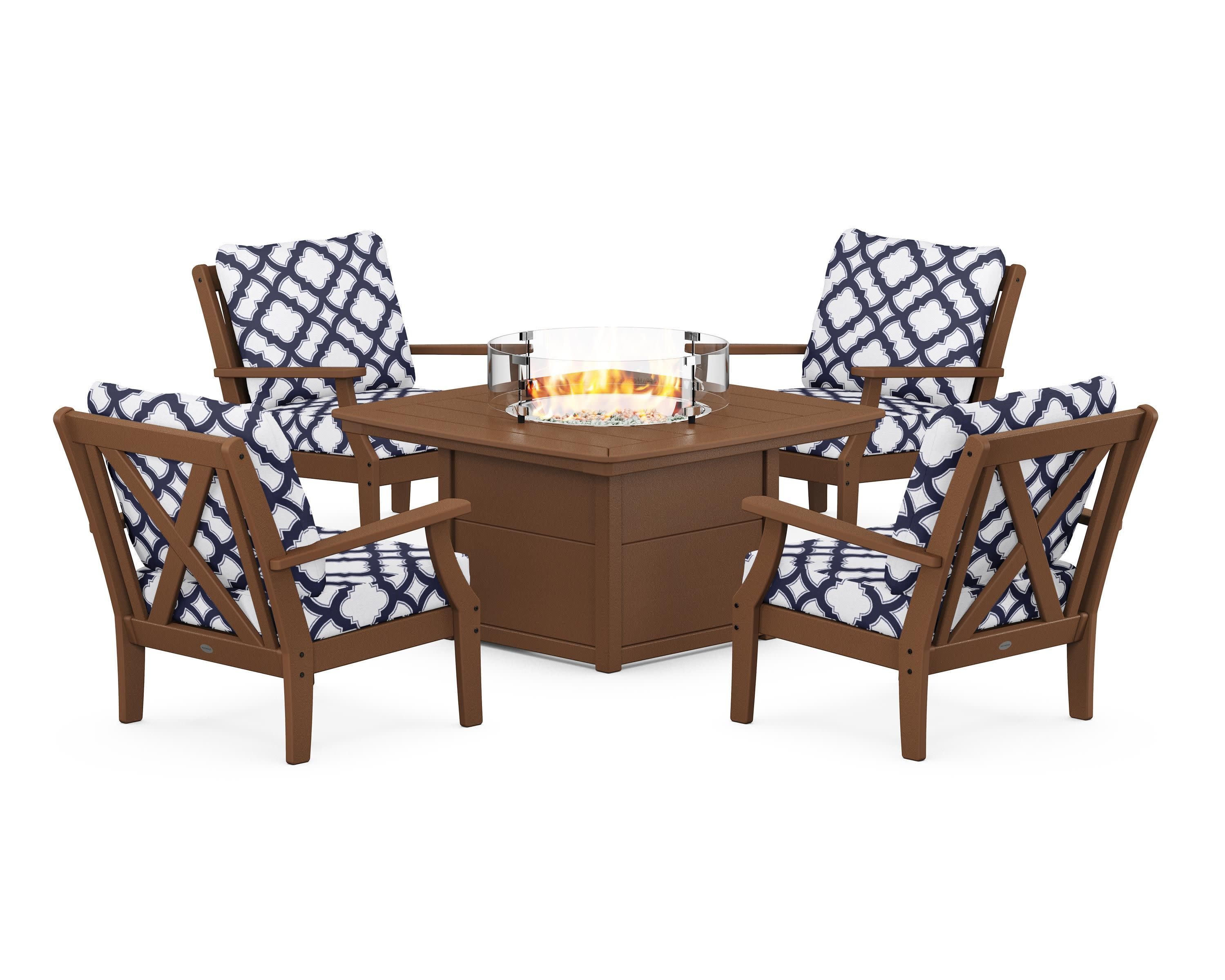 Braxton 5-Piece Deep Seating Conversation Set with Fire Pit Table