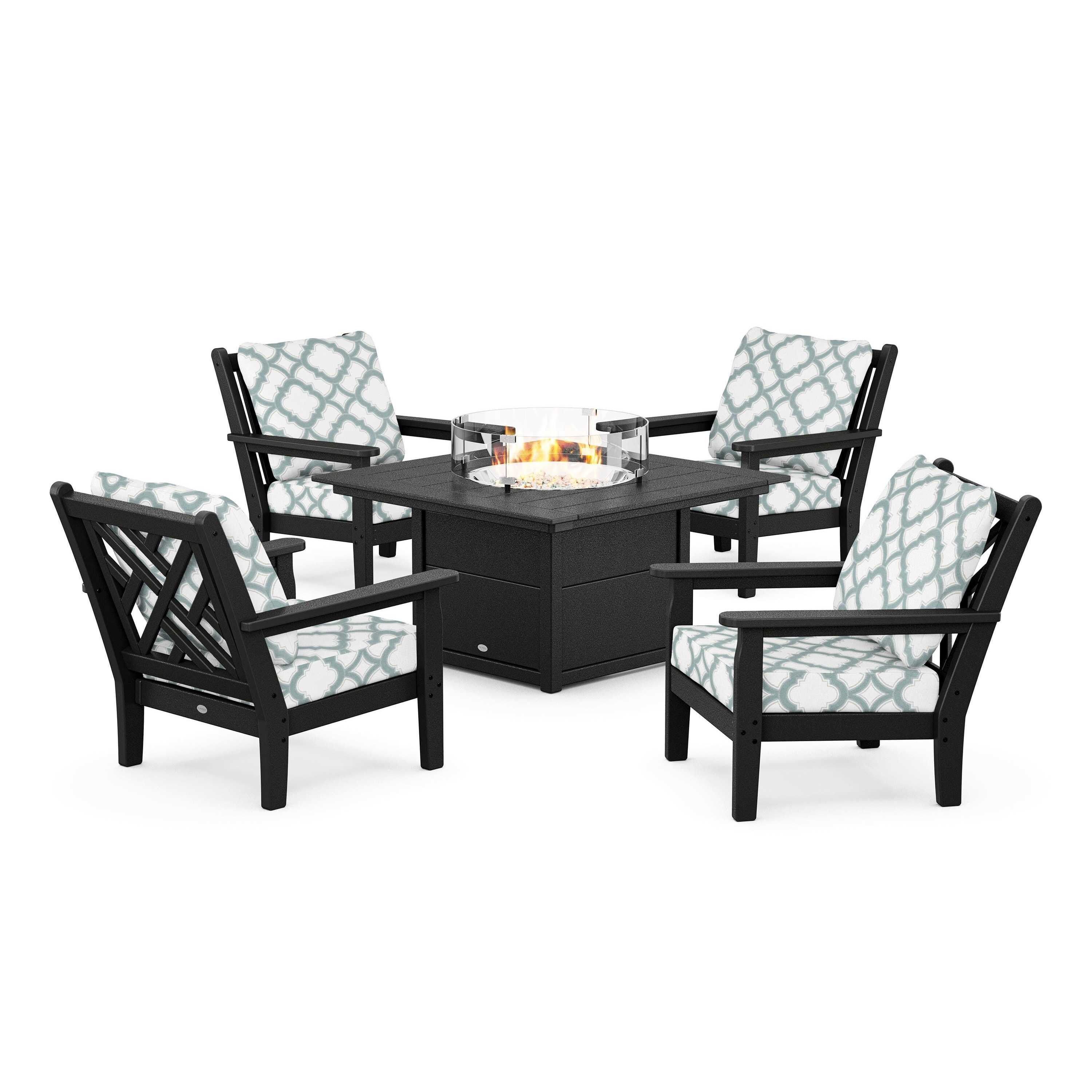 Chippendale 5-Piece Deep Seating Set with Fire Pit Table