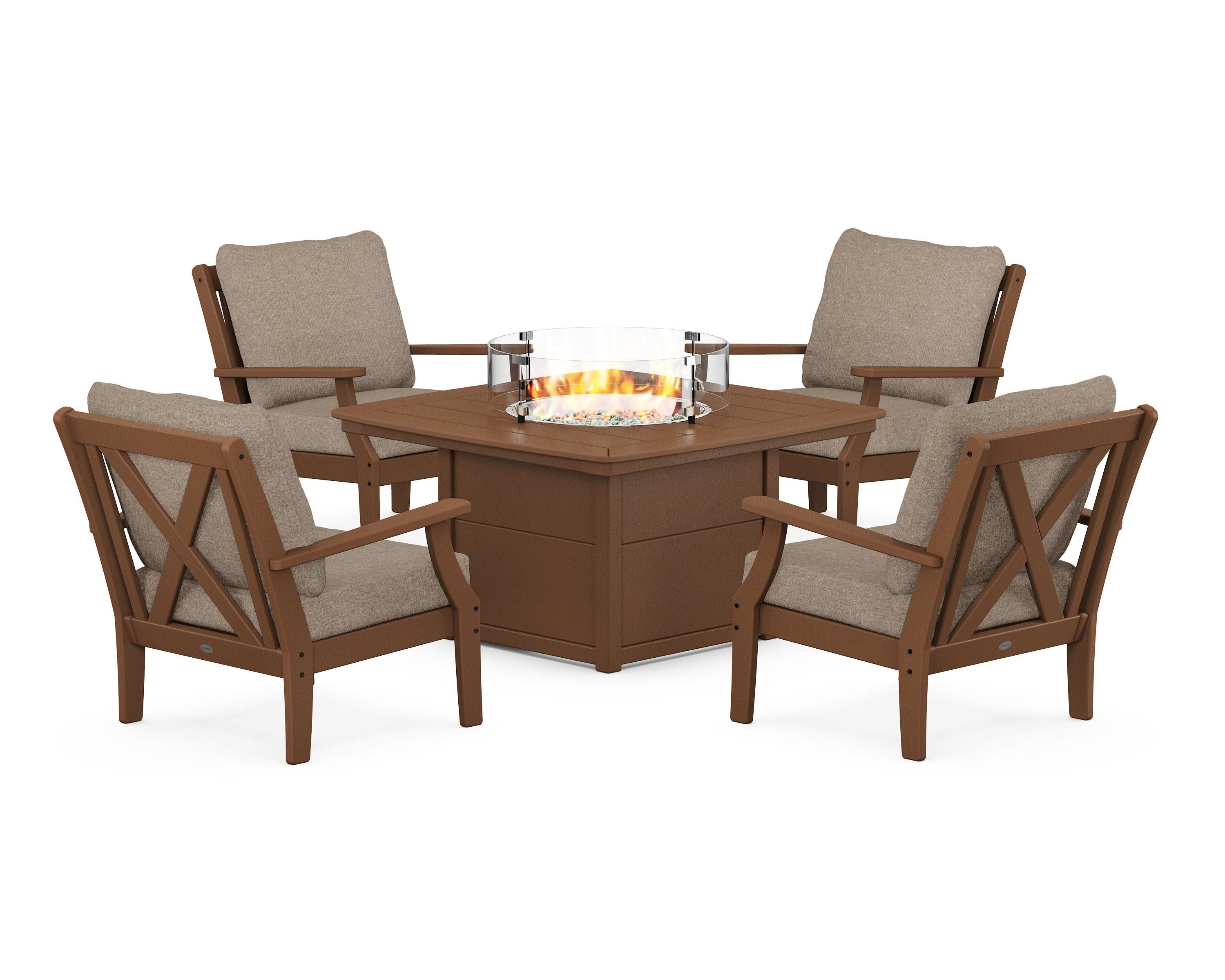 Braxton 5-Piece Deep Seating Conversation Set with Fire Pit Table