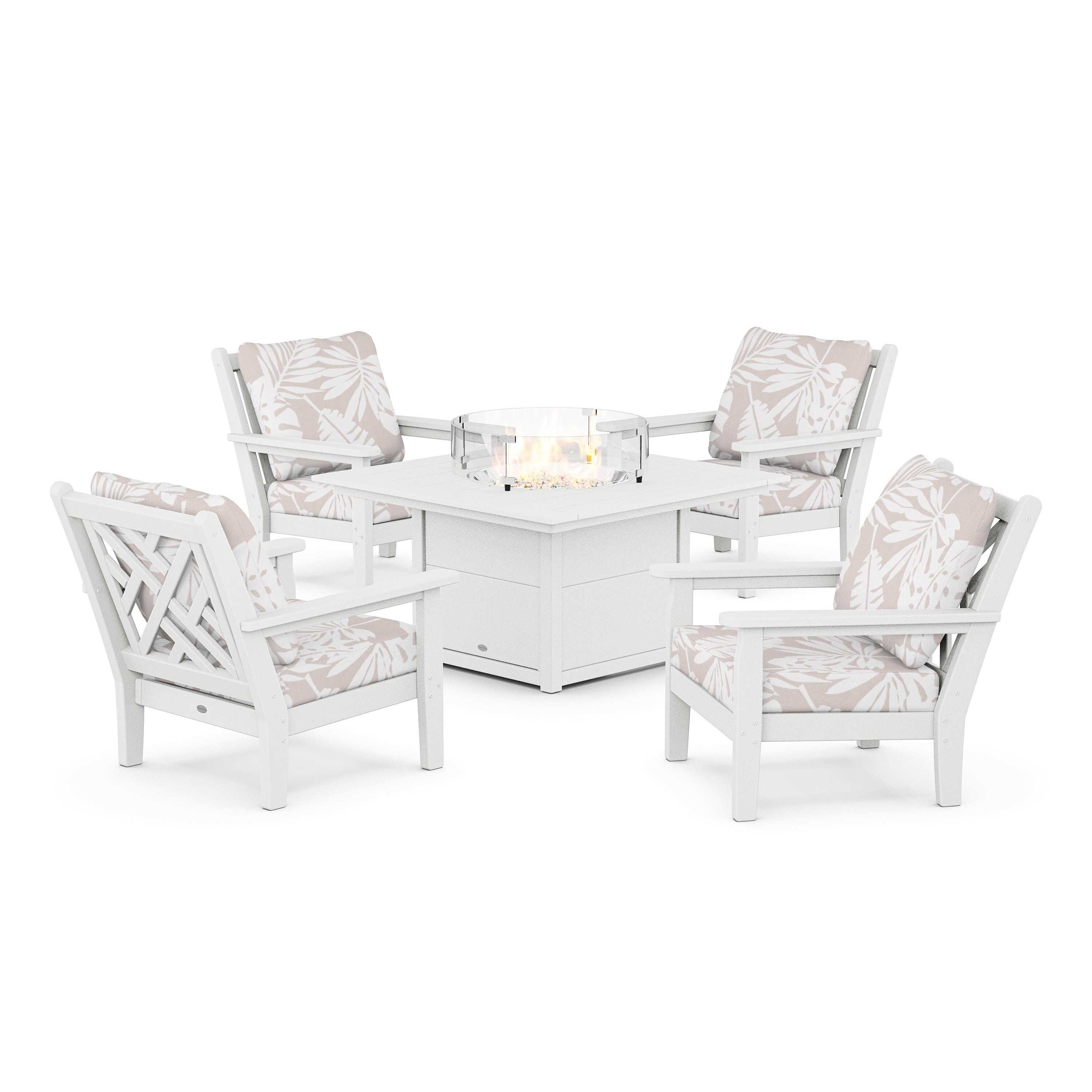 Chippendale 5-Piece Deep Seating Set with Fire Pit Table