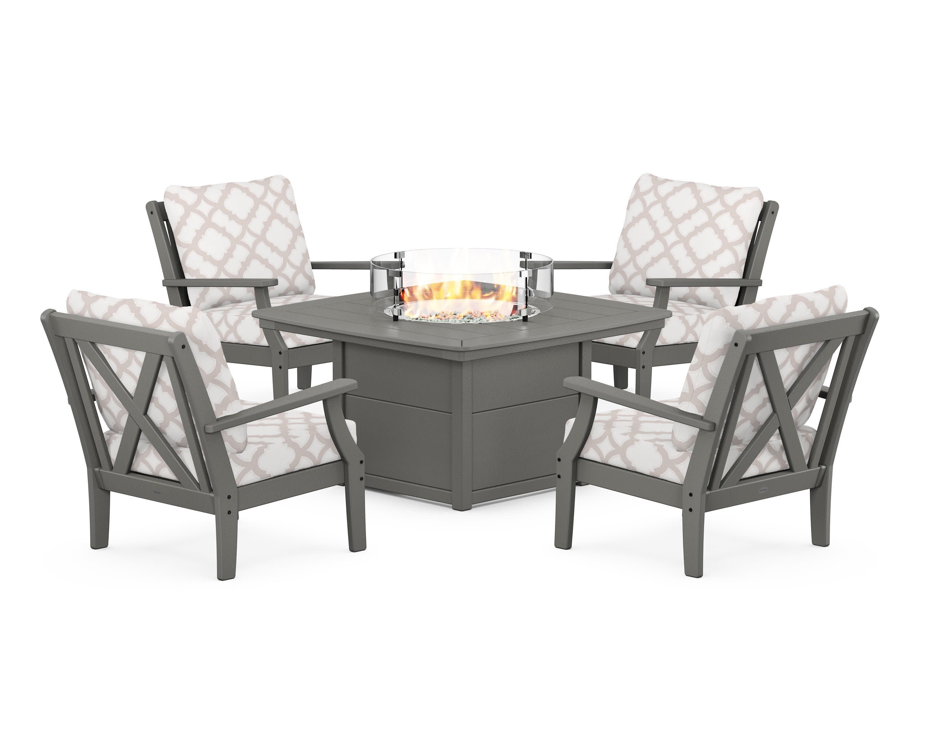 Braxton 5-Piece Deep Seating Conversation Set with Fire Pit Table