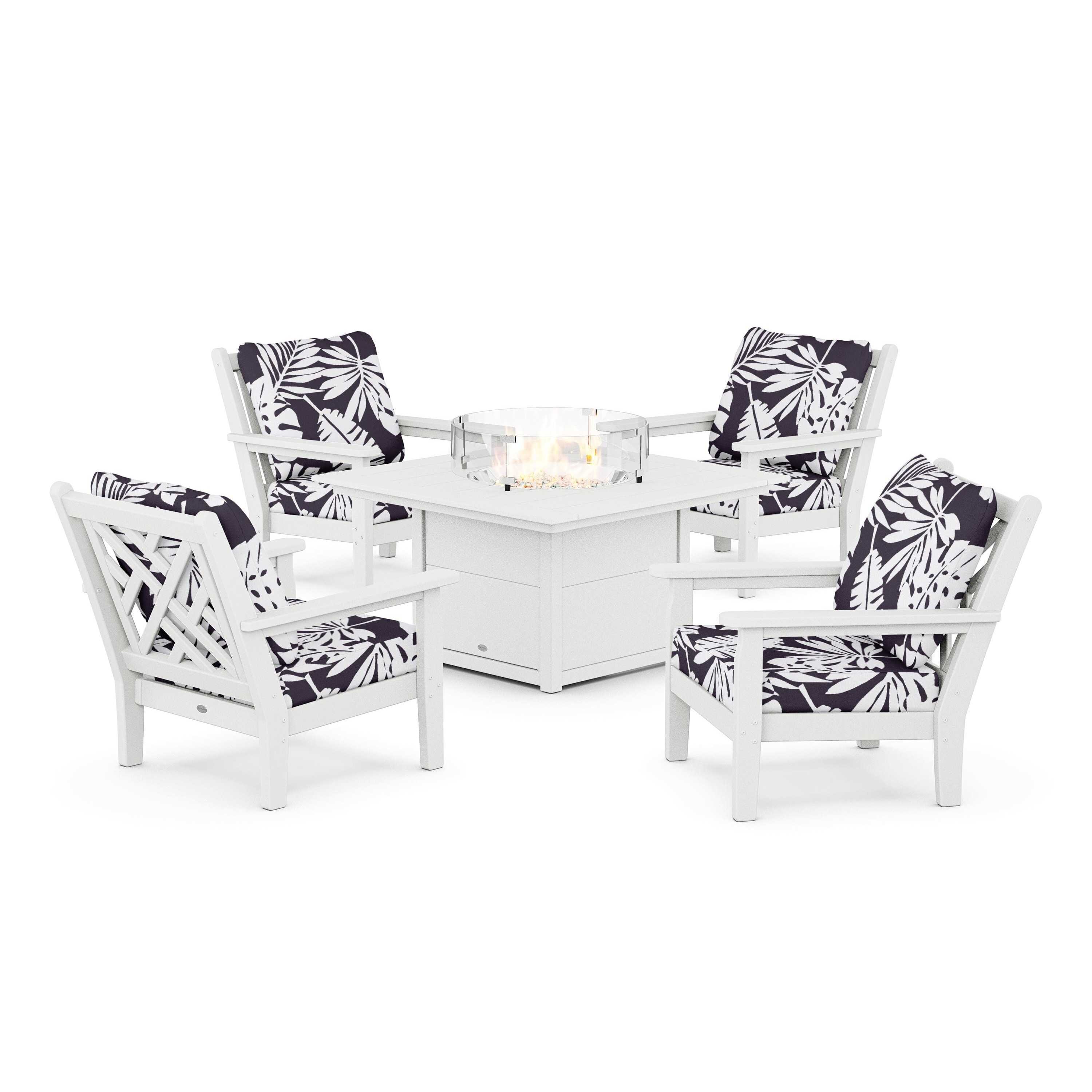 Chippendale 5-Piece Deep Seating Set with Fire Pit Table