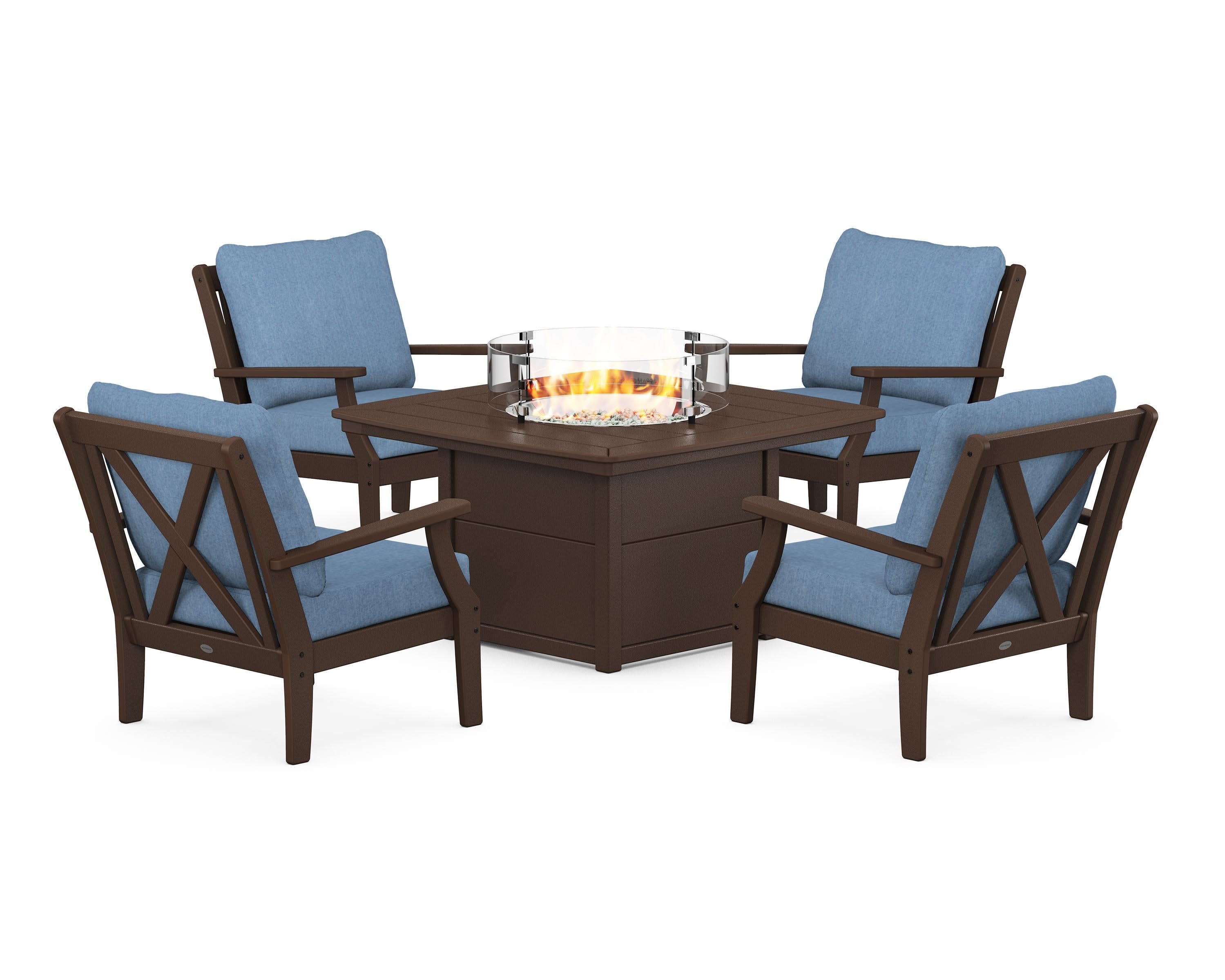 Braxton 5-Piece Deep Seating Conversation Set with Fire Pit Table