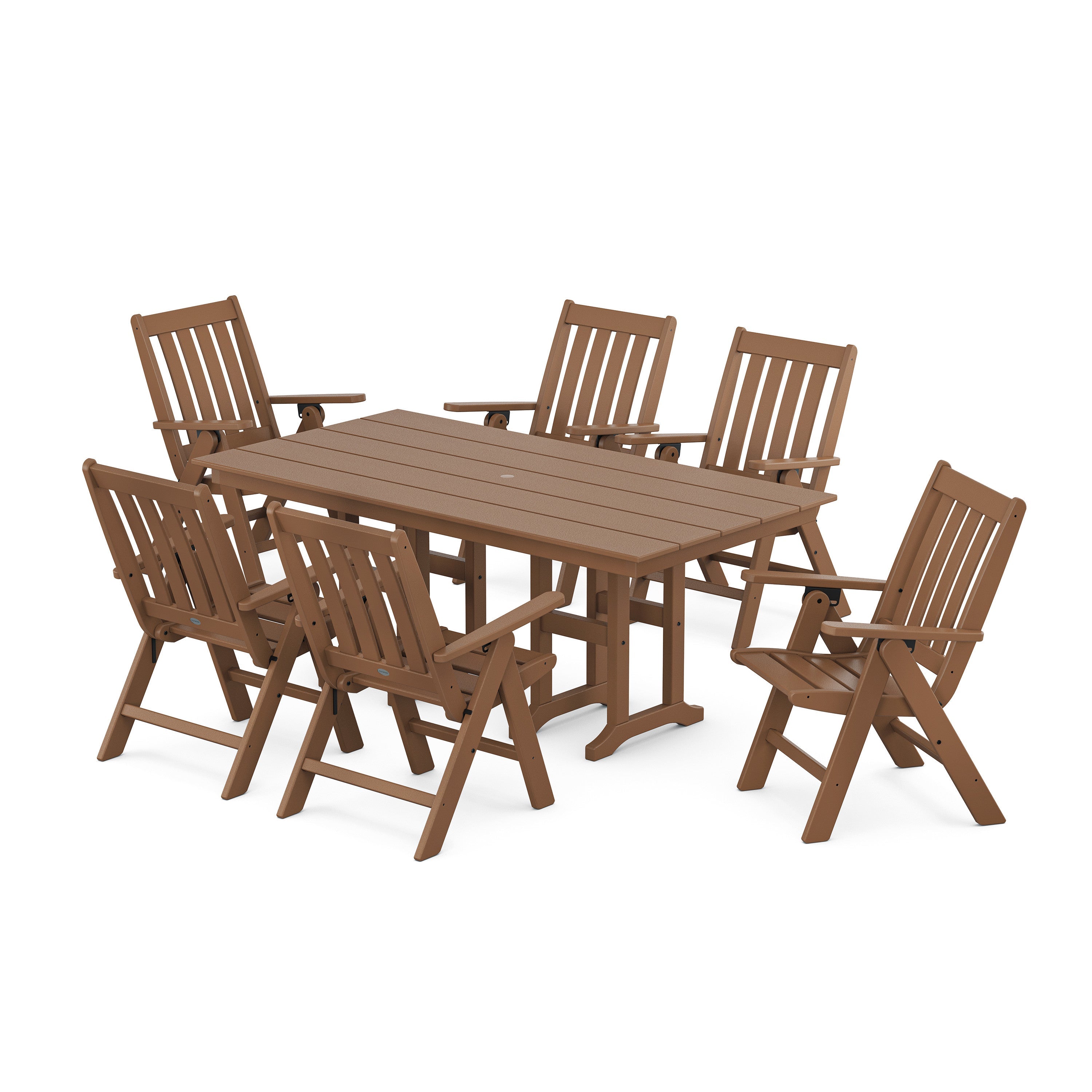 Vineyard Folding Chair 7-Piece Farmhouse Dining Set