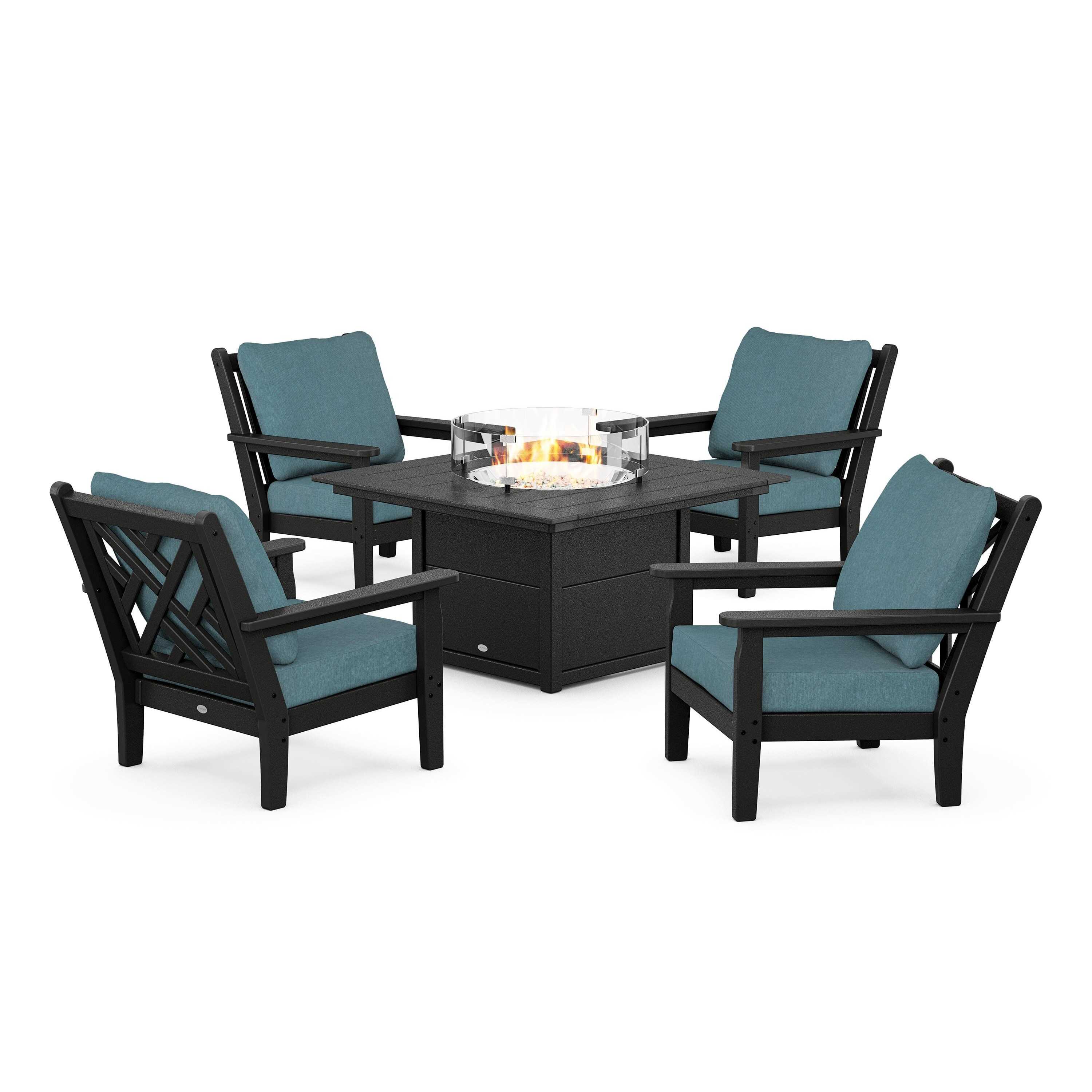 Chippendale 5-Piece Deep Seating Set with Fire Pit Table