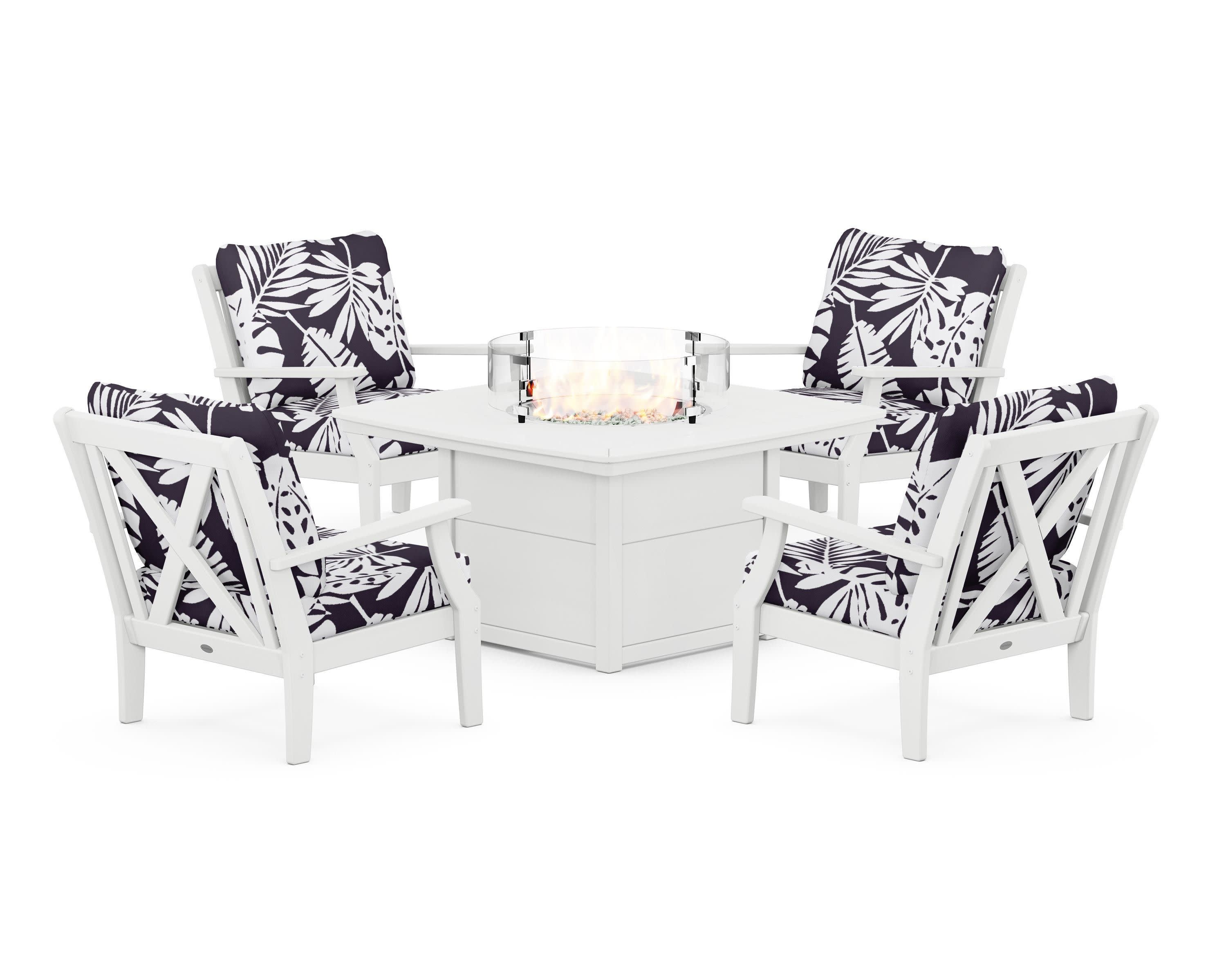 Braxton 5-Piece Deep Seating Conversation Set with Fire Pit Table