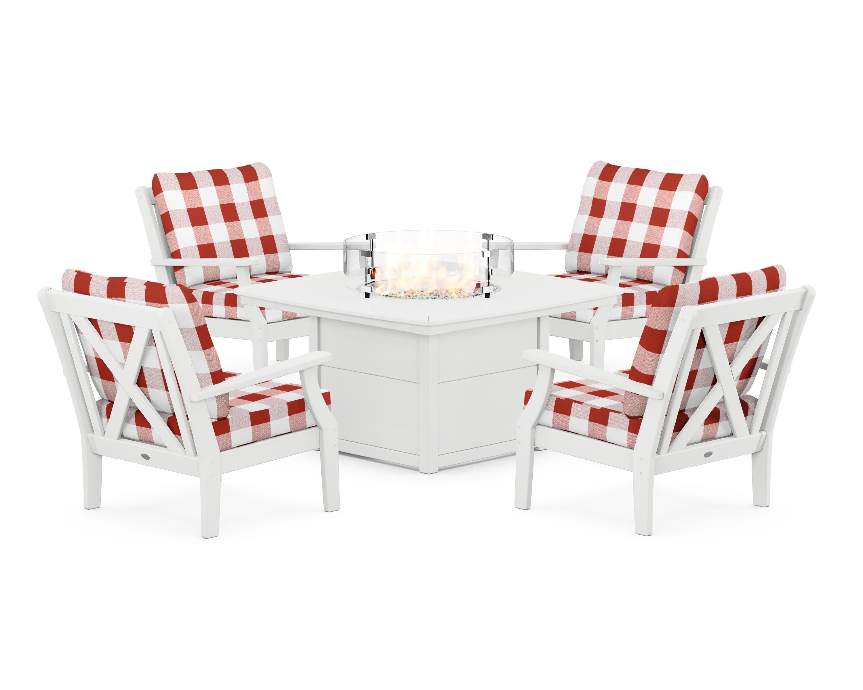 Braxton 5-Piece Deep Seating Conversation Set with Fire Pit Table