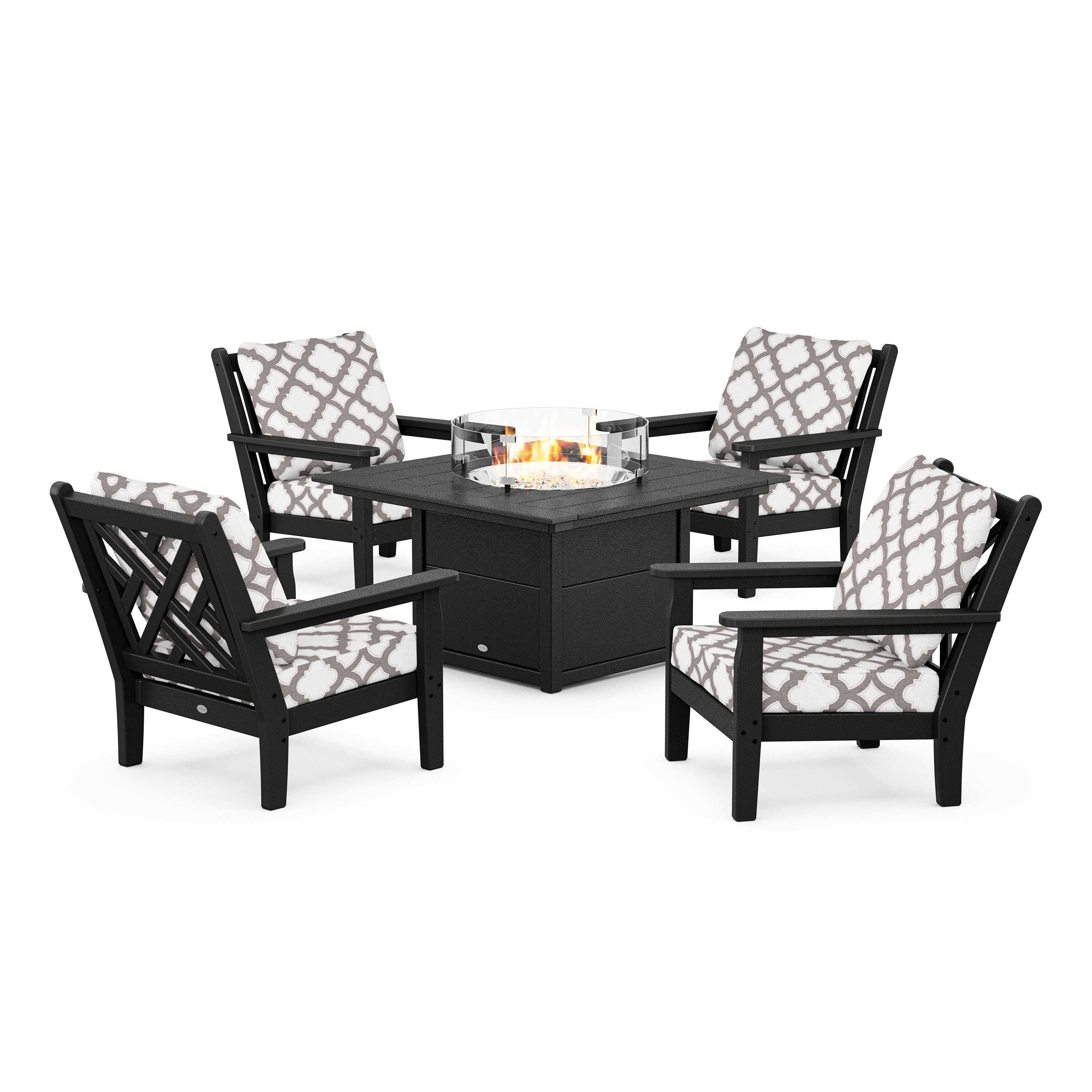 Chippendale 5-Piece Deep Seating Set with Fire Pit Table