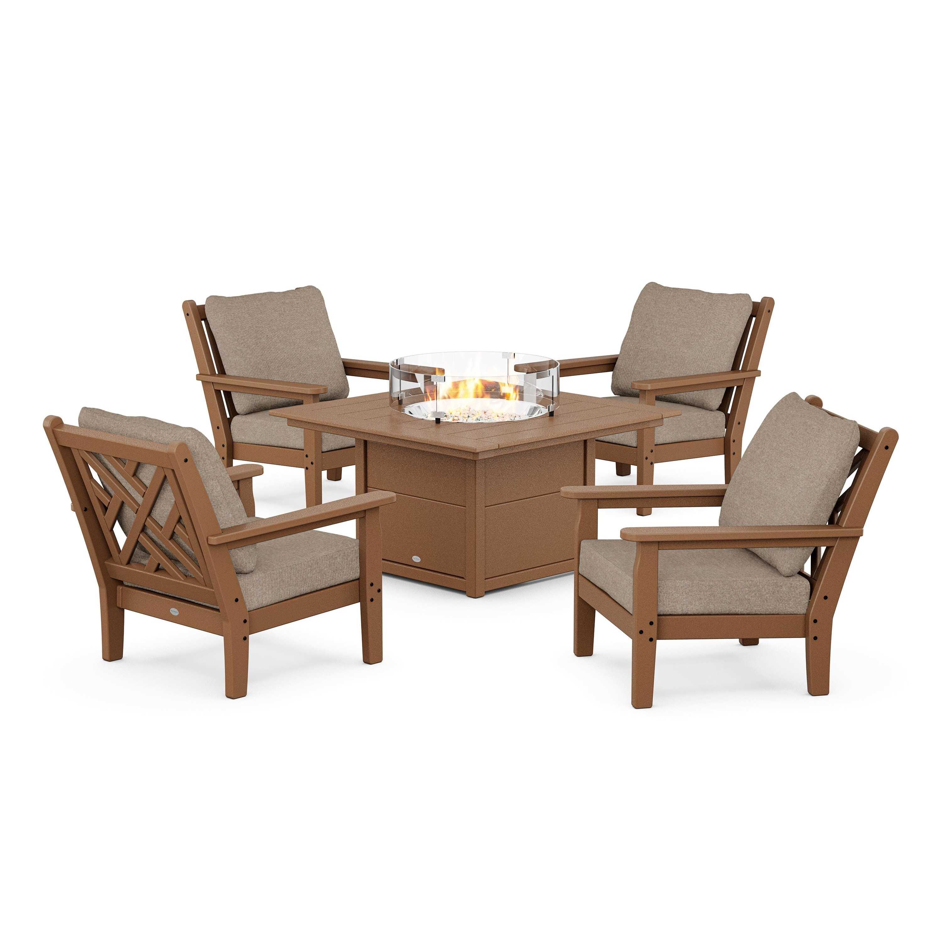Chippendale 5-Piece Deep Seating Set with Fire Pit Table