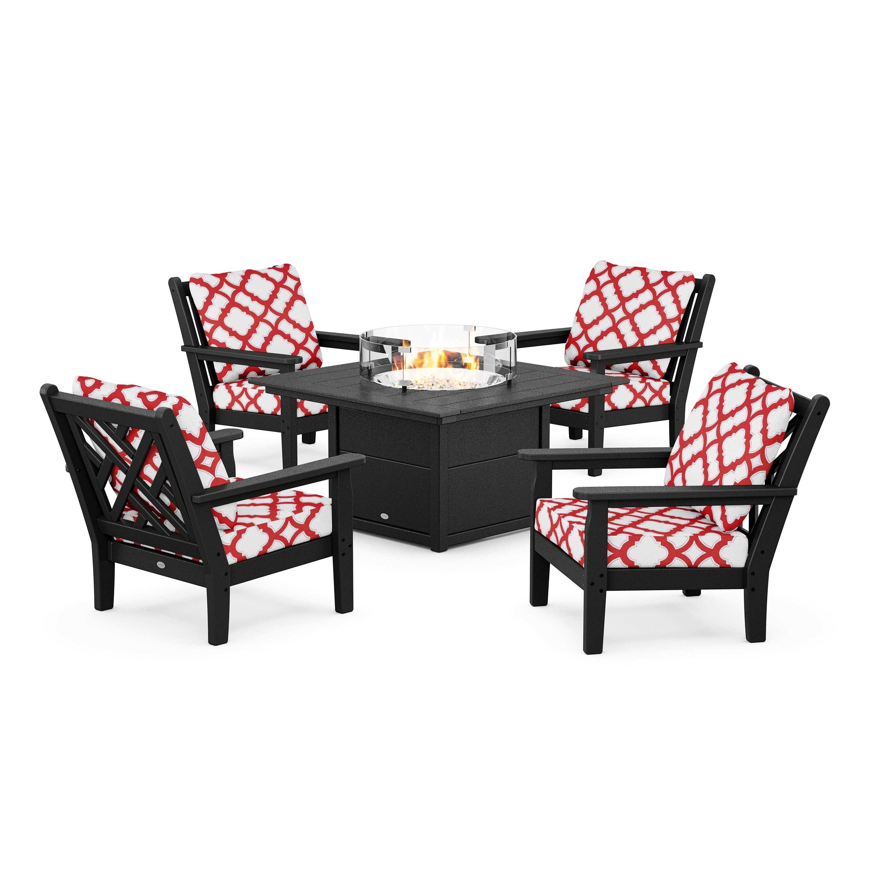Chippendale 5-Piece Deep Seating Set with Fire Pit Table