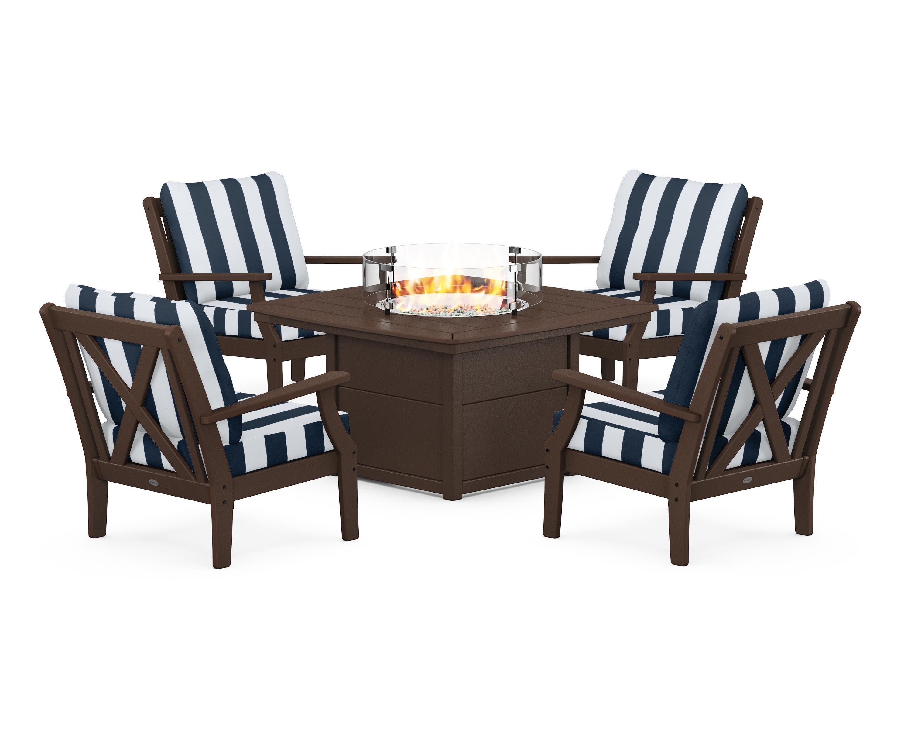 Braxton 5-Piece Deep Seating Conversation Set with Fire Pit Table