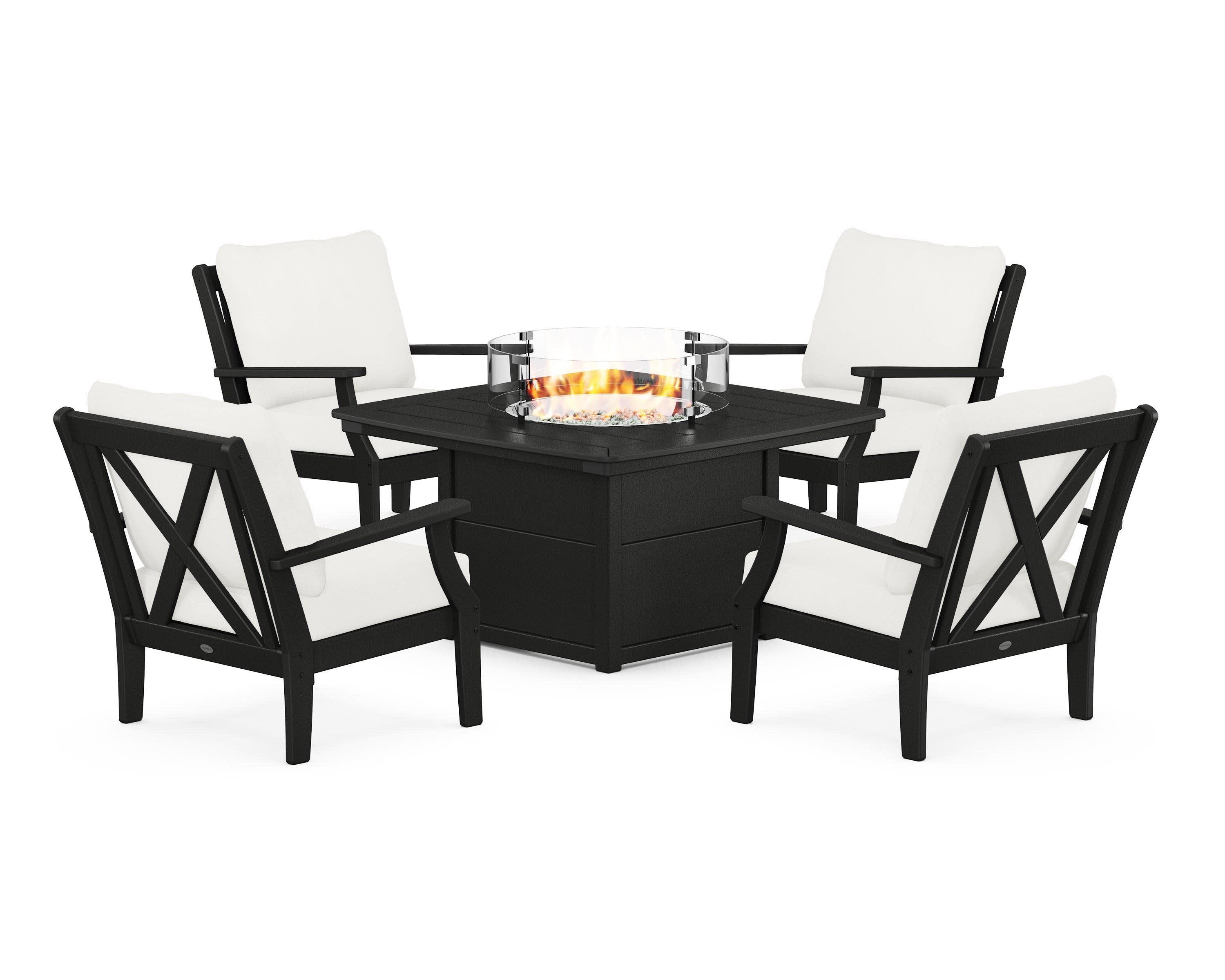 Braxton 5-Piece Deep Seating Conversation Set with Fire Pit Table