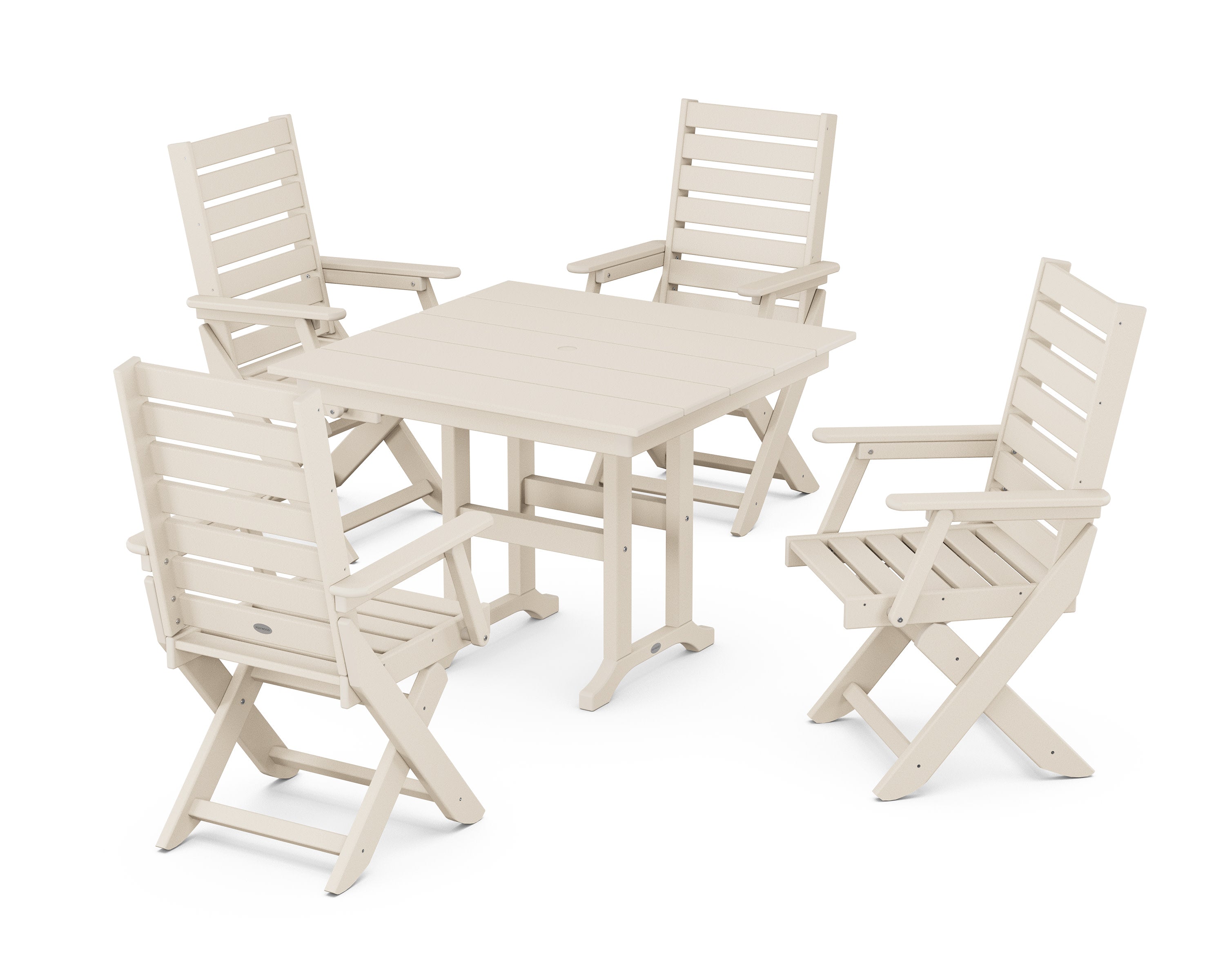 Captain Folding Chair 5-Piece Farmhouse Dining Set