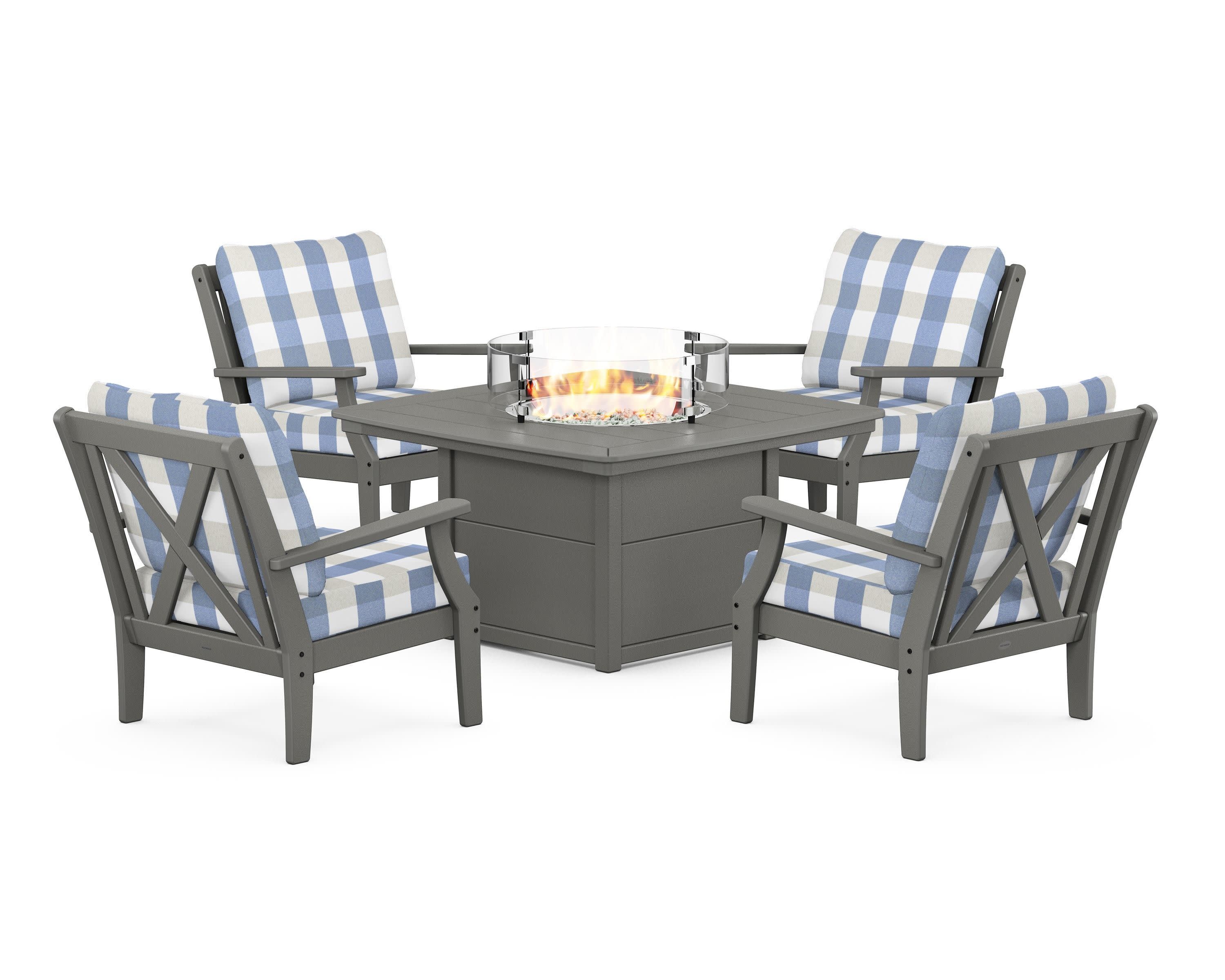 Braxton 5-Piece Deep Seating Conversation Set with Fire Pit Table