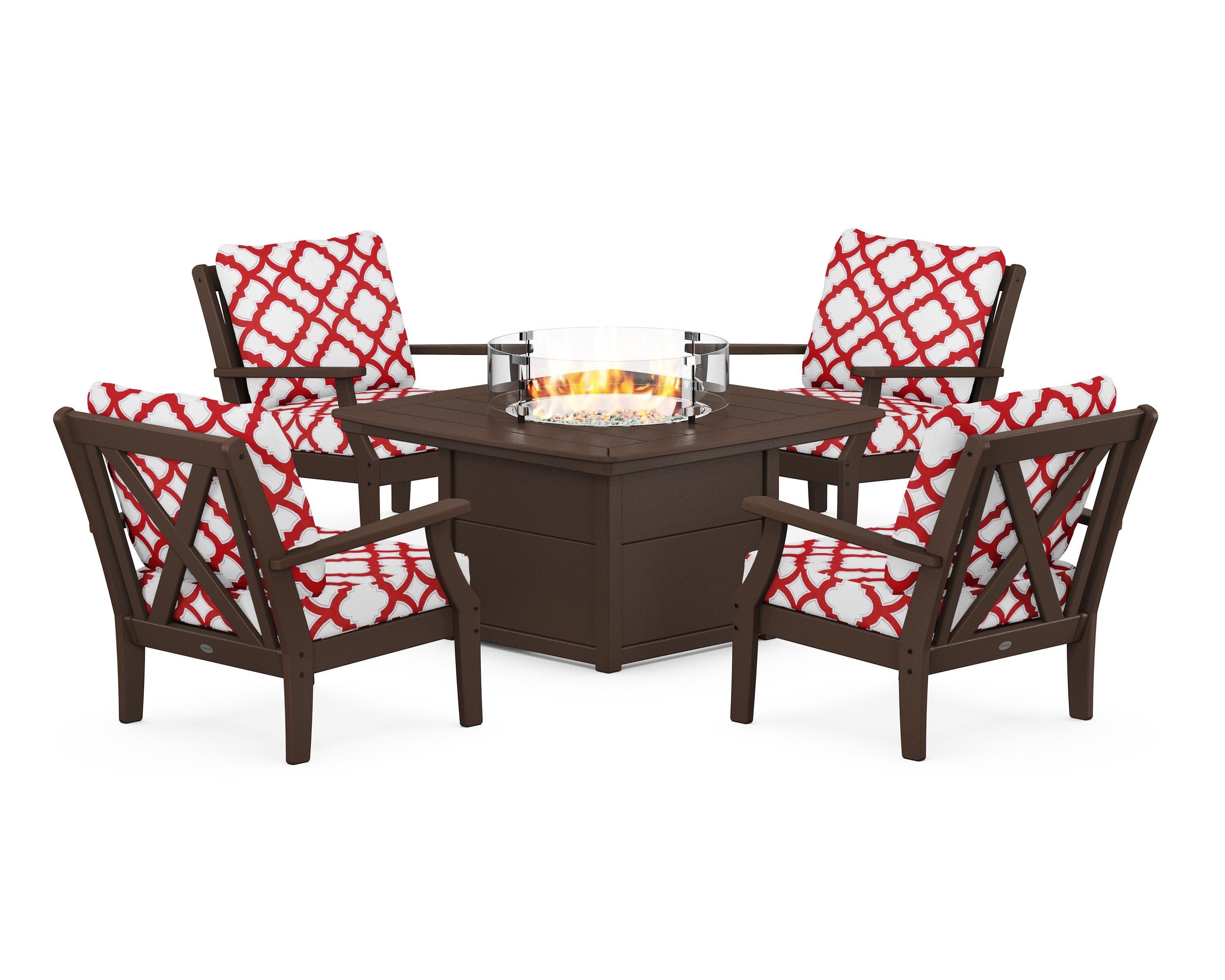 Braxton 5-Piece Deep Seating Conversation Set with Fire Pit Table
