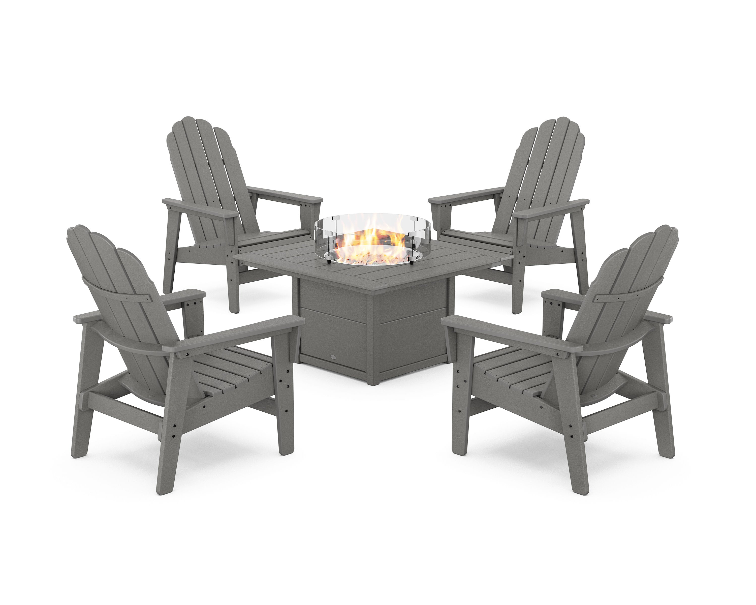 5-Piece Vineyard Grand Upright Adirondack Conversation Set with Fire Pit Table