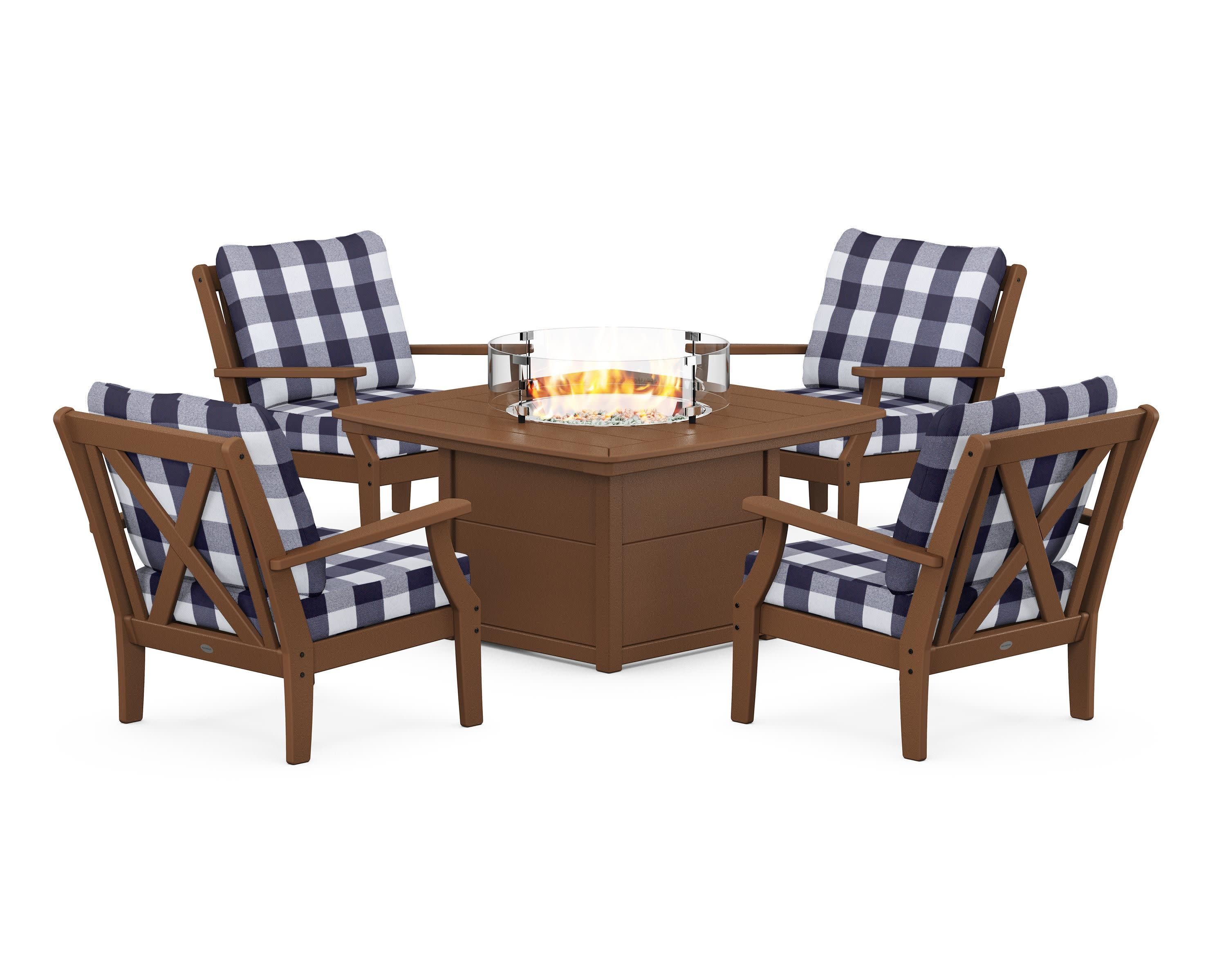Braxton 5-Piece Deep Seating Conversation Set with Fire Pit Table