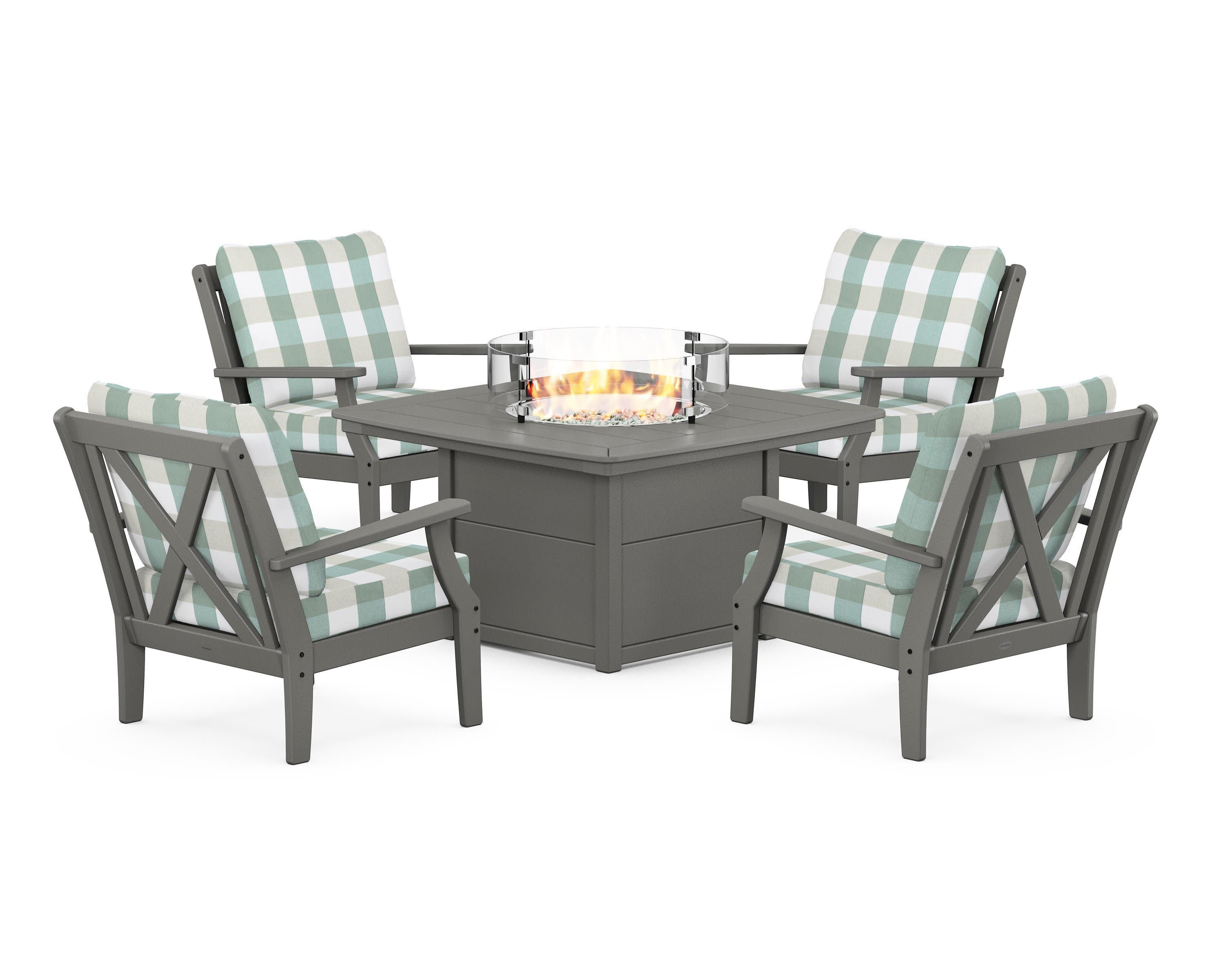 Braxton 5-Piece Deep Seating Conversation Set with Fire Pit Table