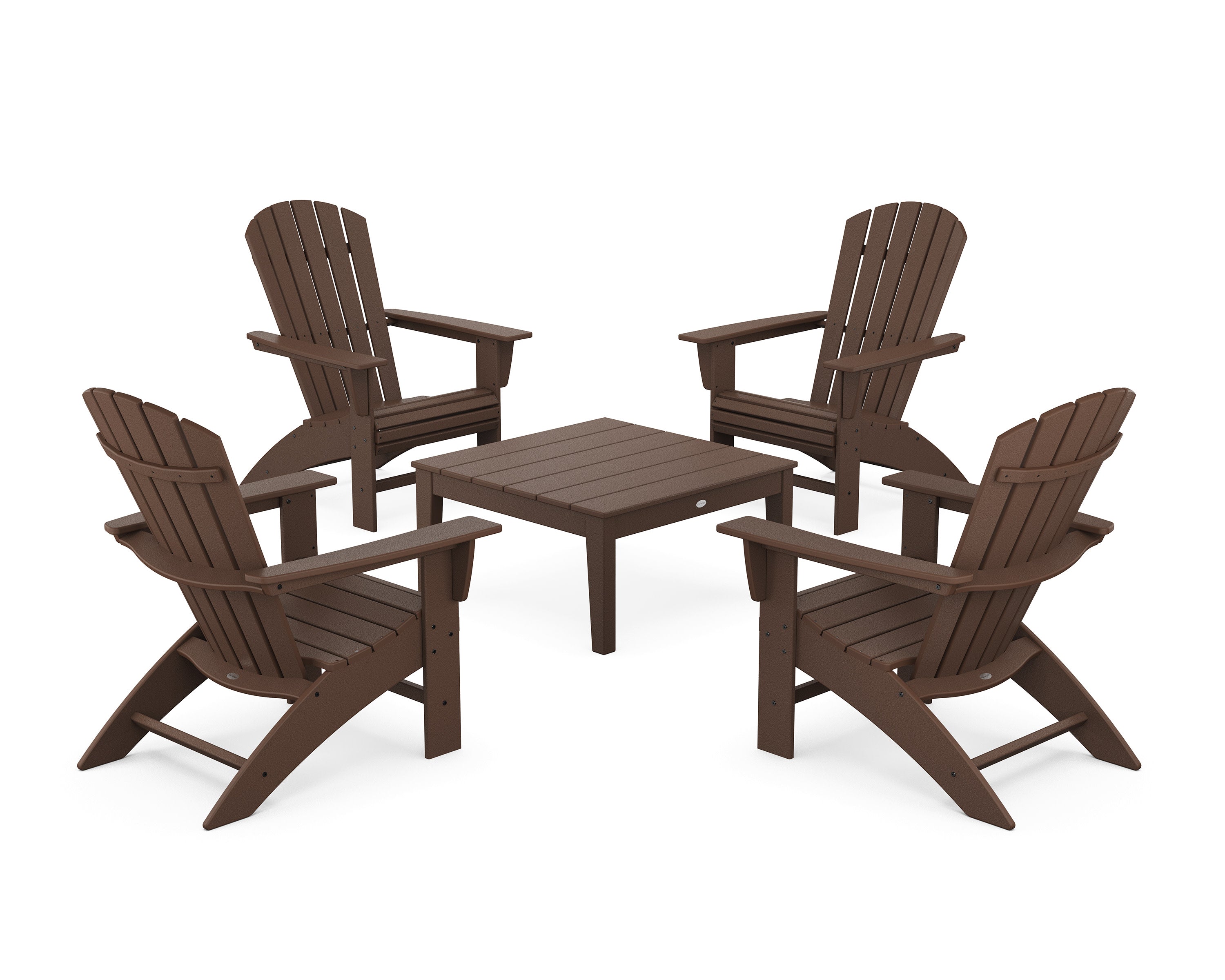 5-Piece Nautical Curveback Adirondack Chair Conversation Set with 36" Conversation Table