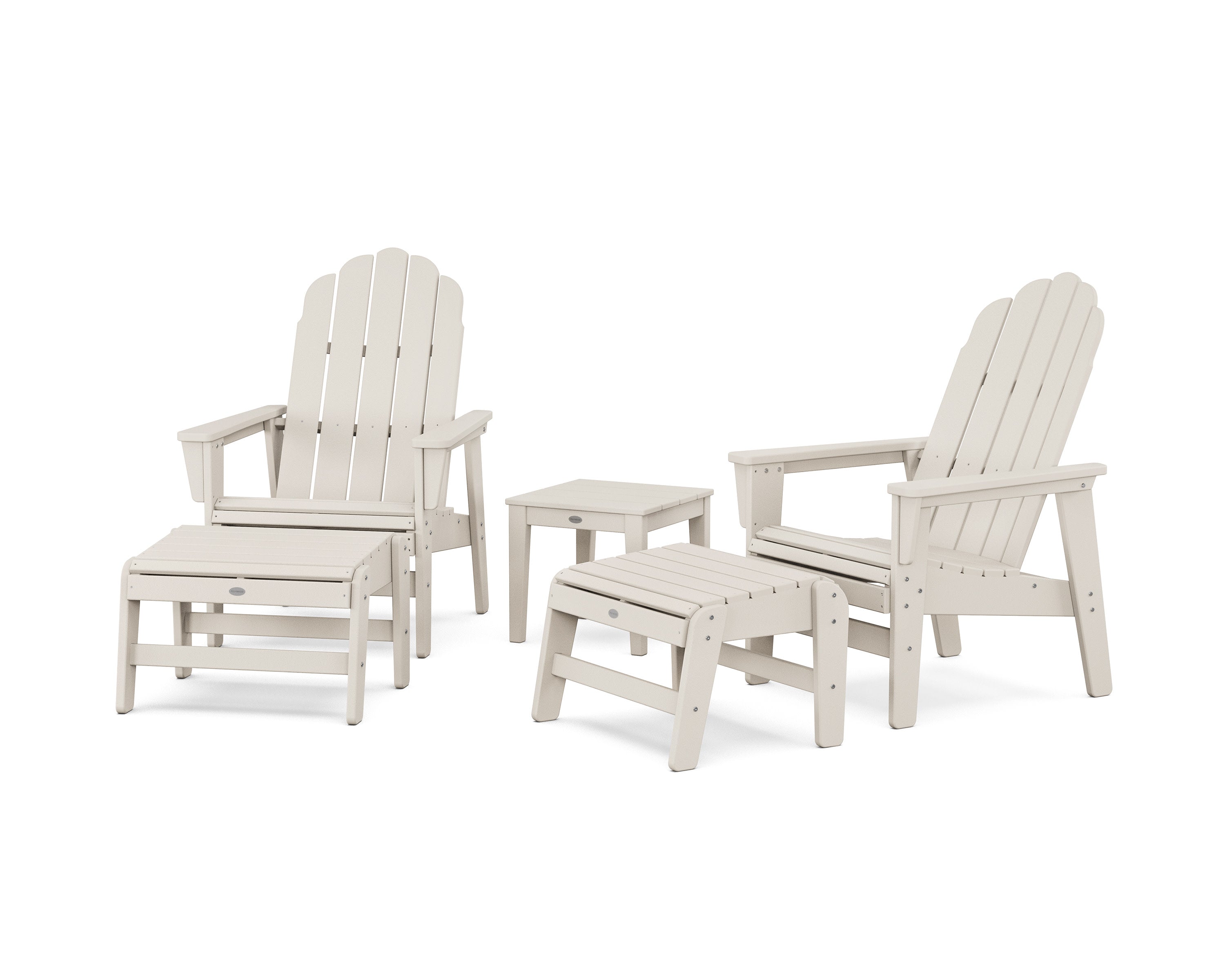 5-Piece Vineyard Grand Upright Adirondack Set with Ottomans and Side Table