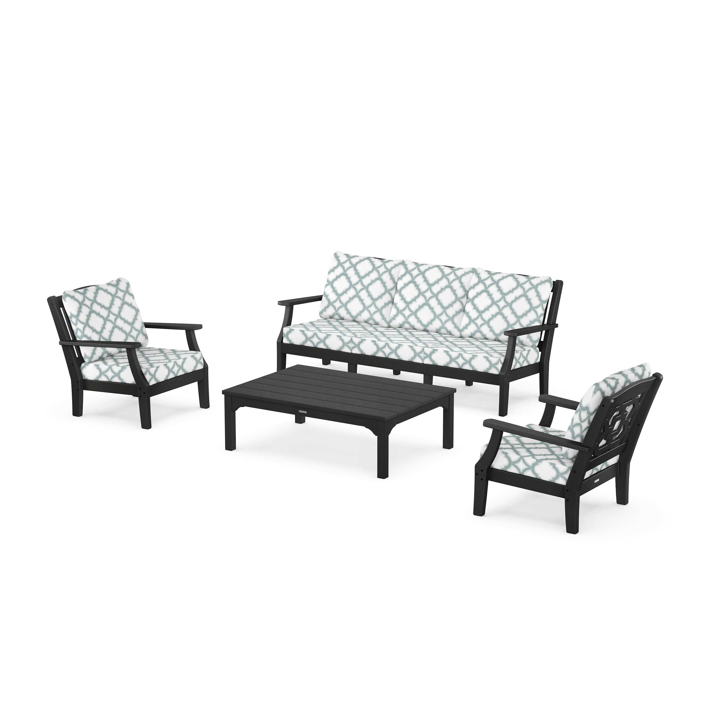 Chinoiserie 4-Piece Deep Seating Set with Sofa