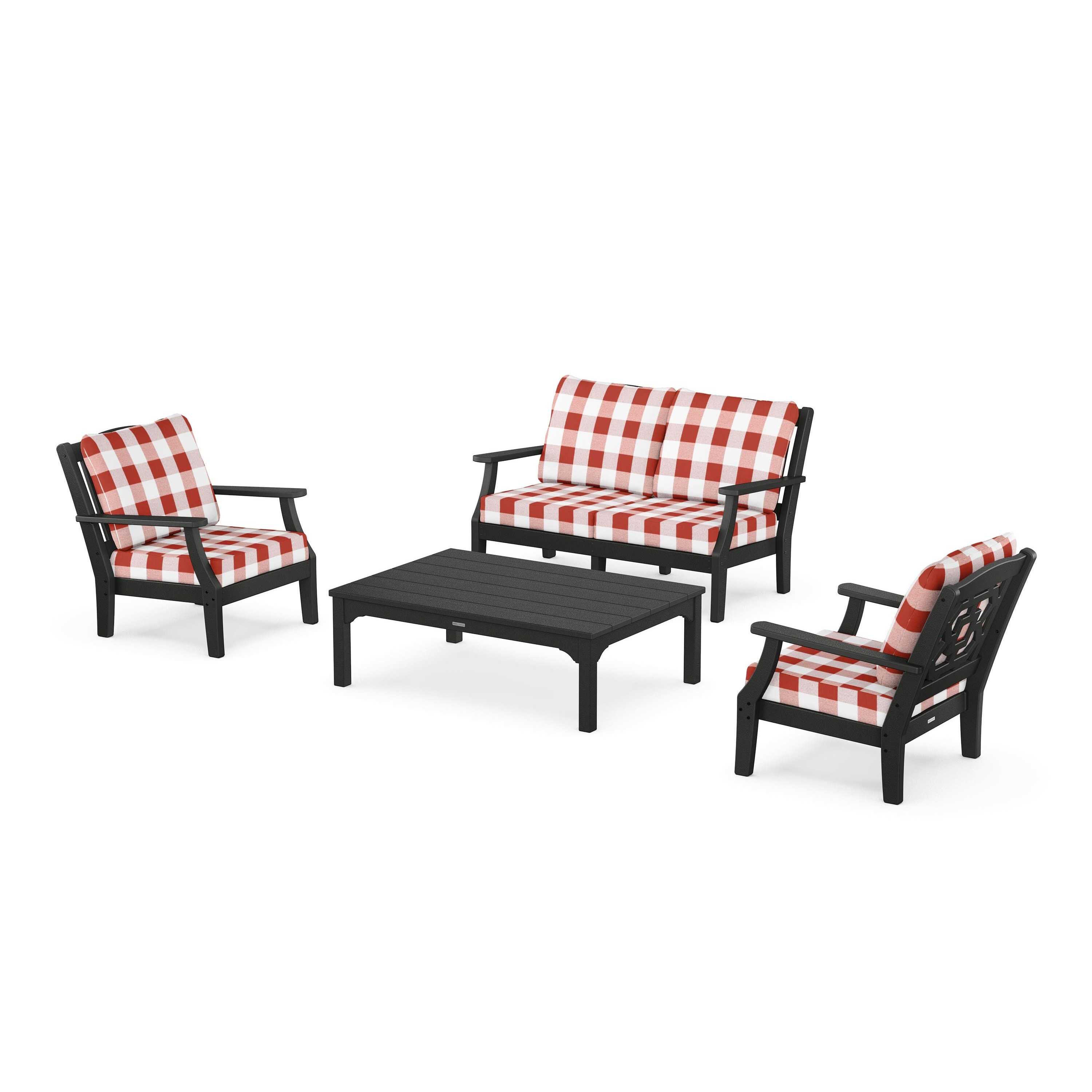 Chinoiserie 4-Piece Deep Seating Set with Loveseat