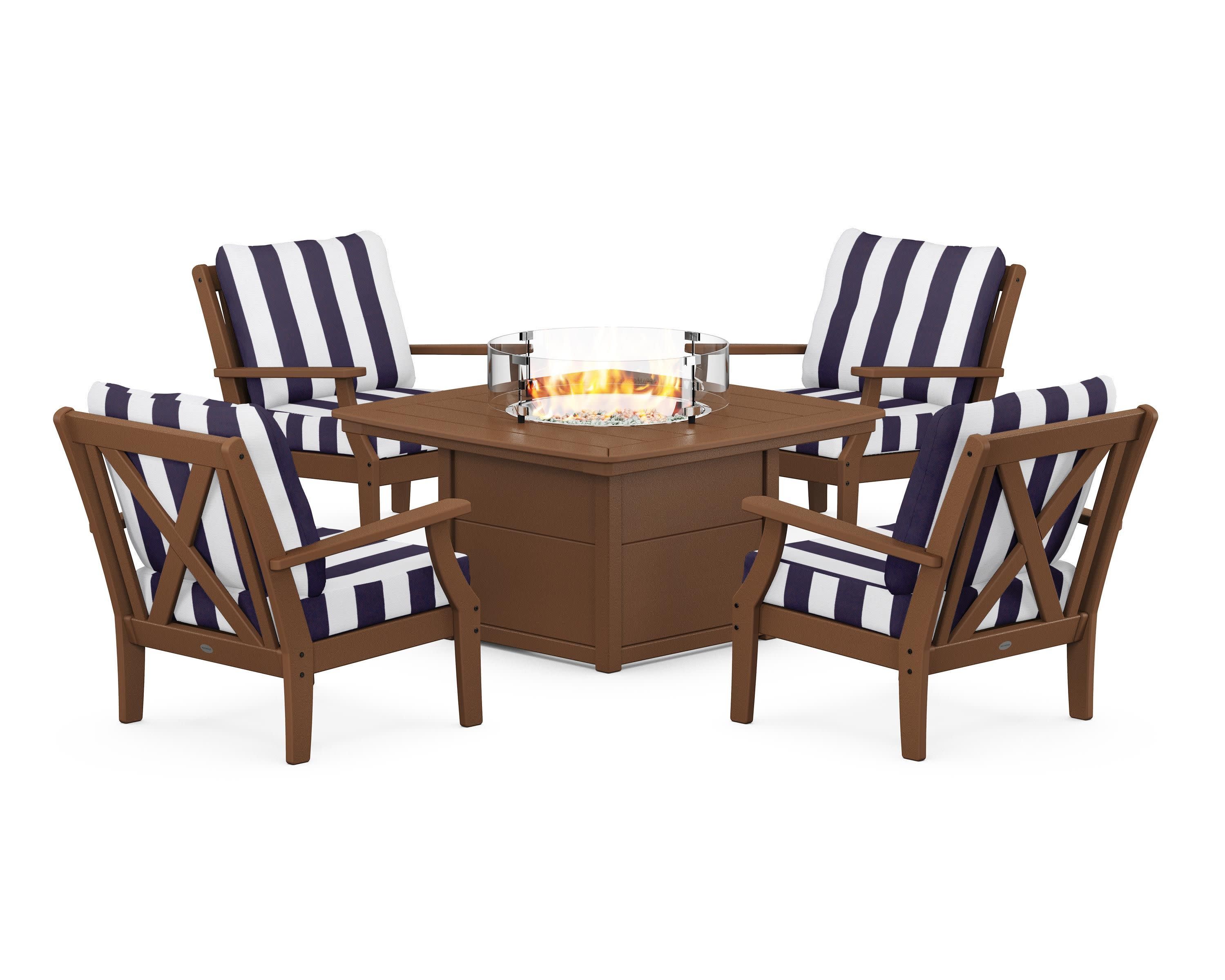 Braxton 5-Piece Deep Seating Conversation Set with Fire Pit Table