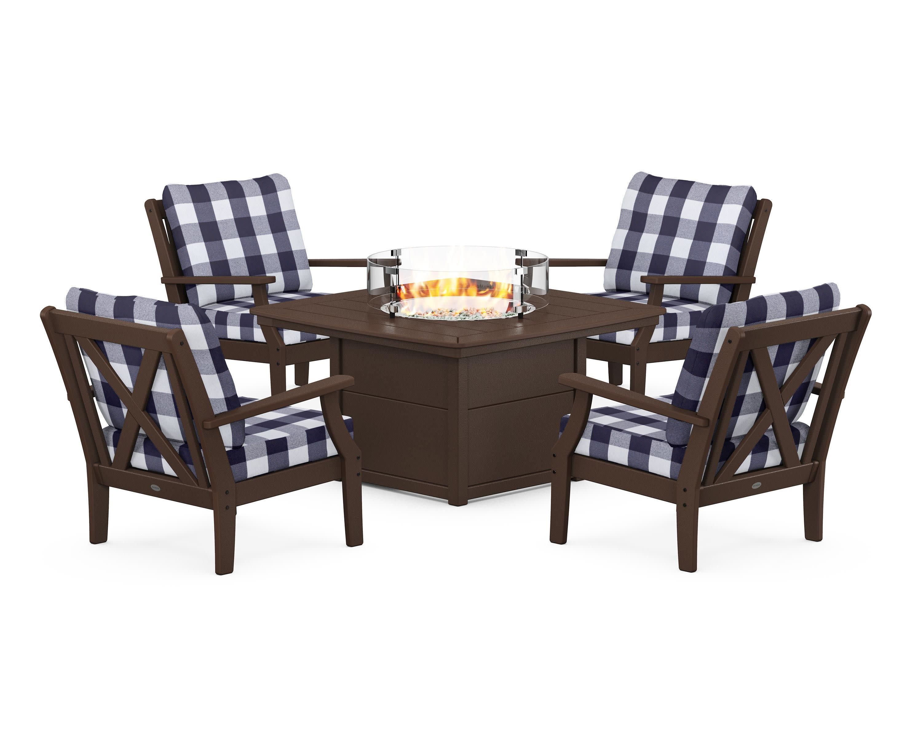Braxton 5-Piece Deep Seating Conversation Set with Fire Pit Table