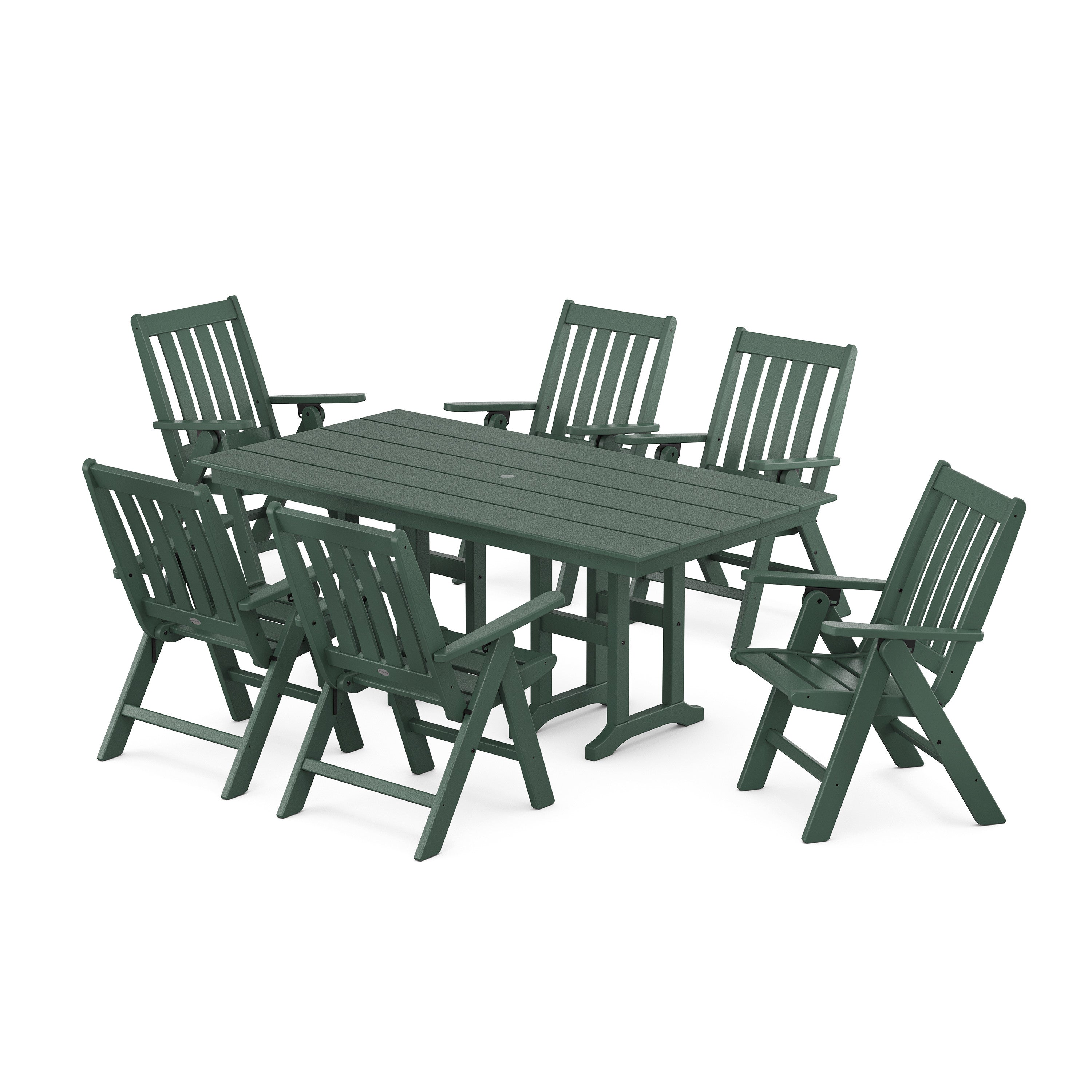 Vineyard Folding Chair 7-Piece Farmhouse Dining Set