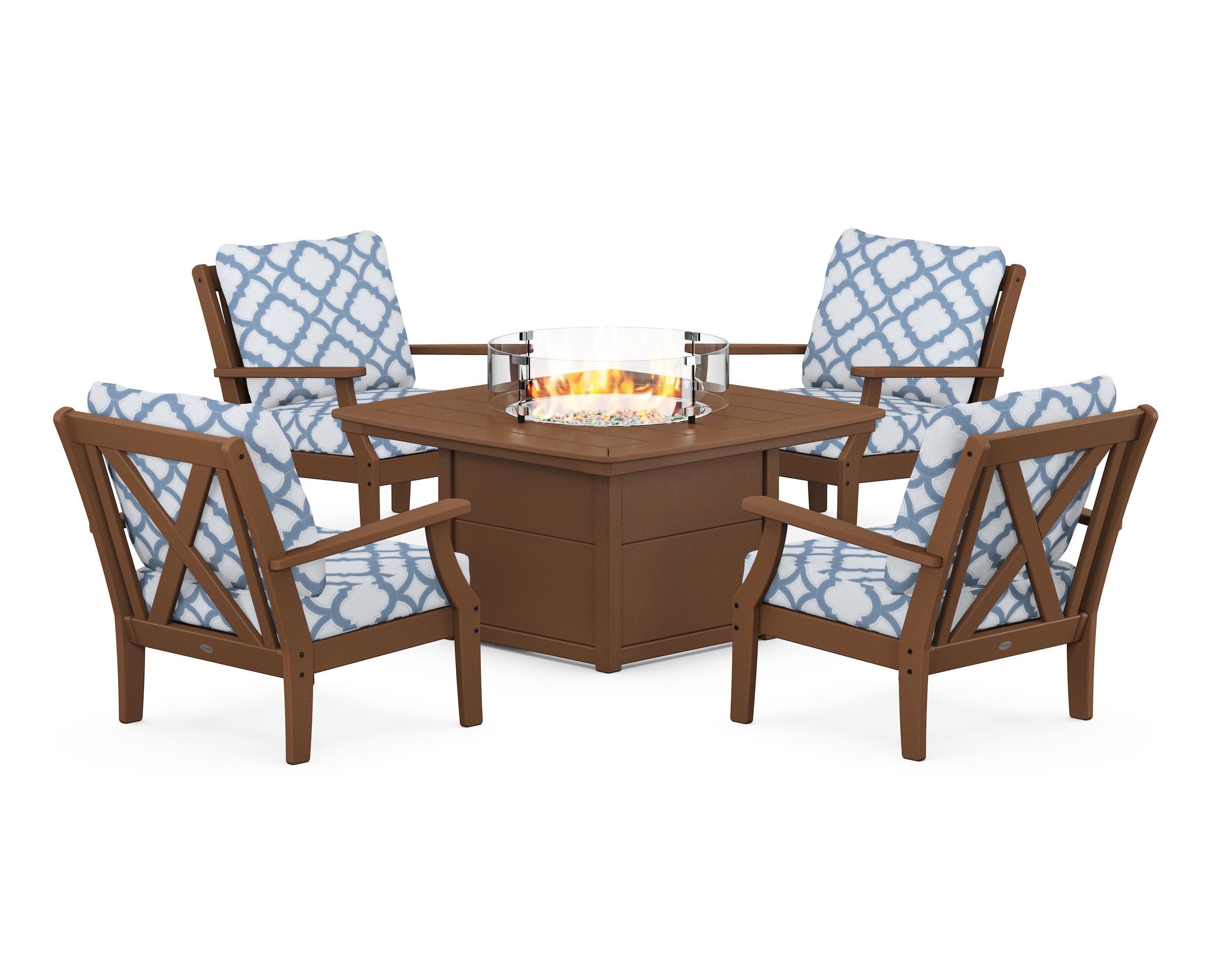 Braxton 5-Piece Deep Seating Conversation Set with Fire Pit Table