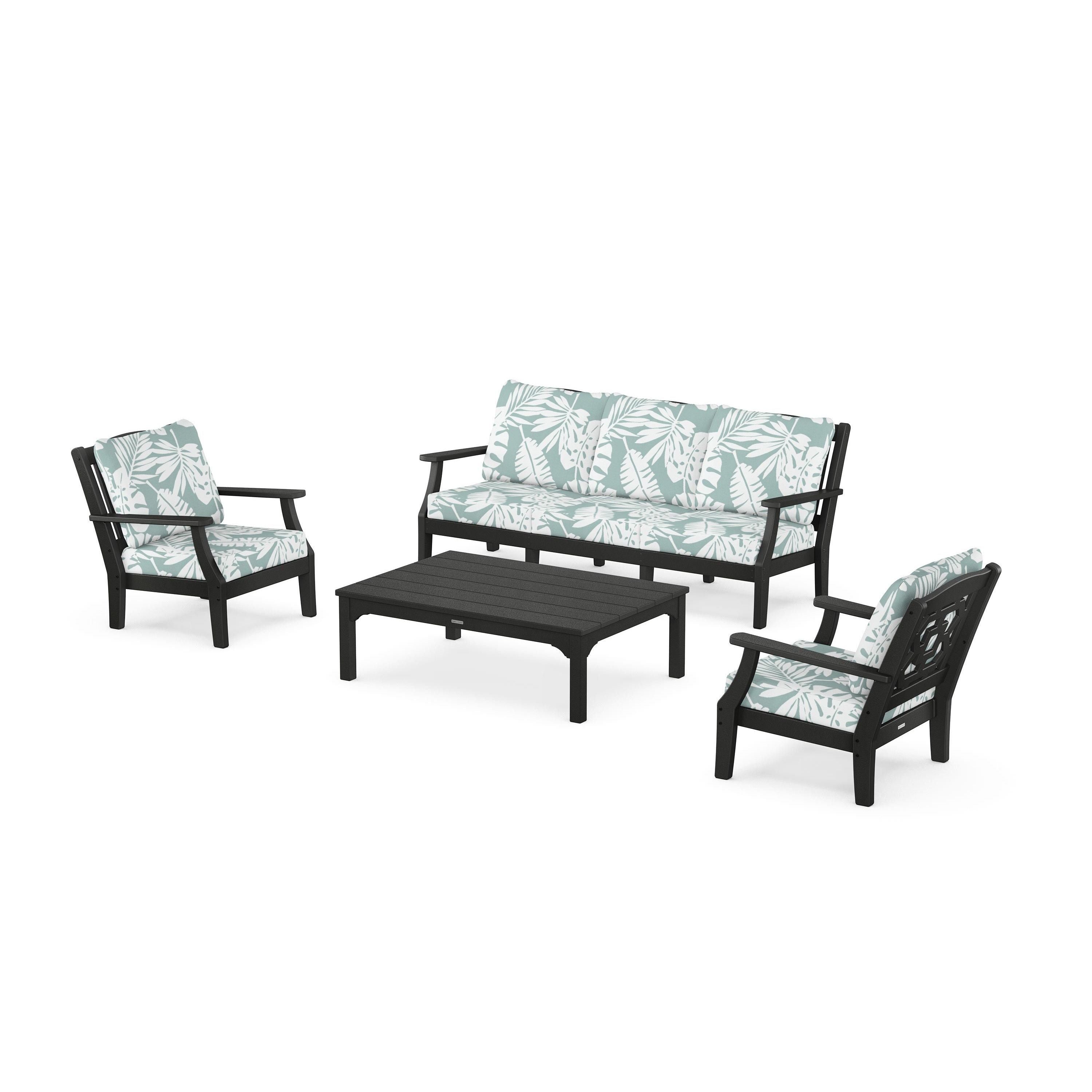Chinoiserie 4-Piece Deep Seating Set with Sofa
