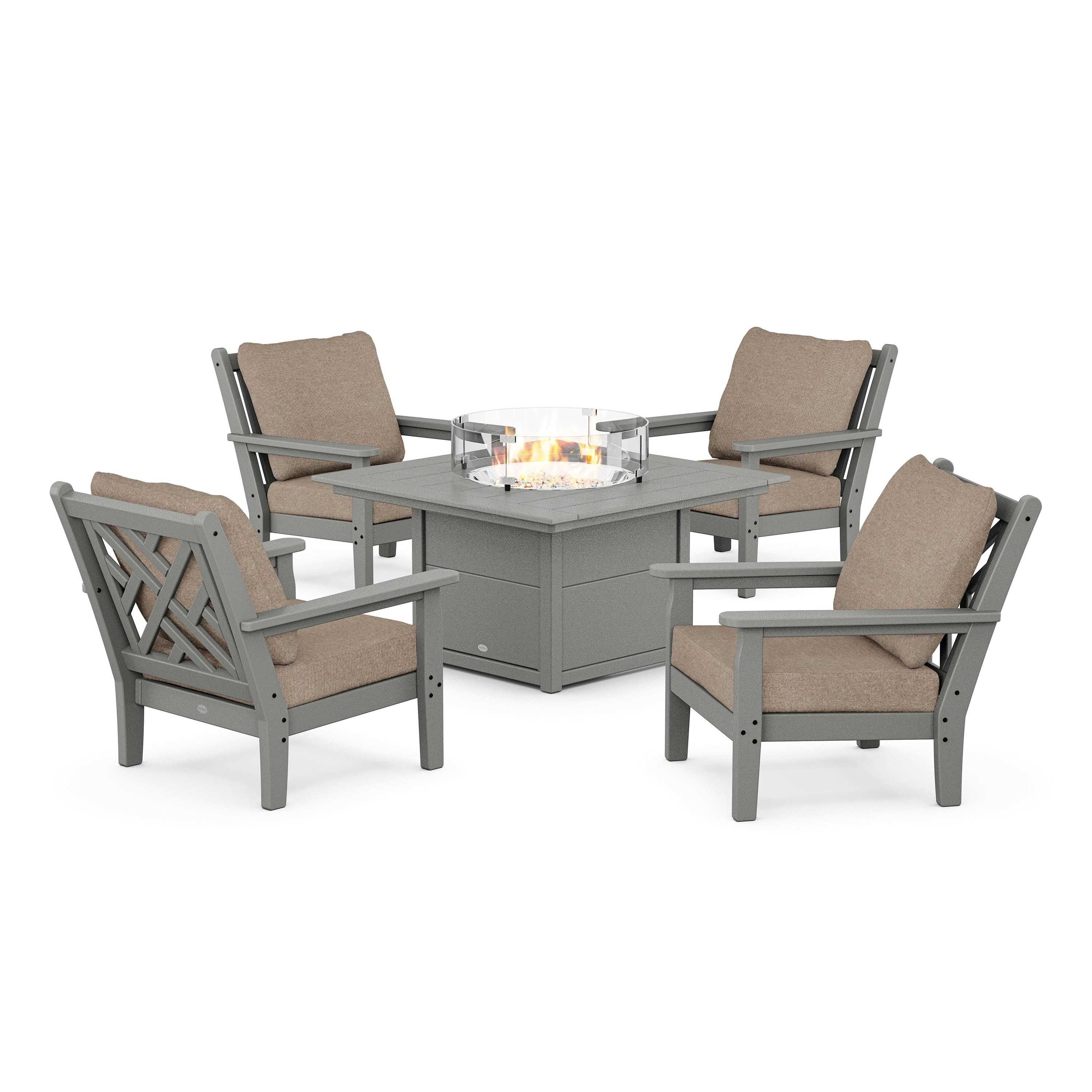 Chippendale 5-Piece Deep Seating Set with Fire Pit Table
