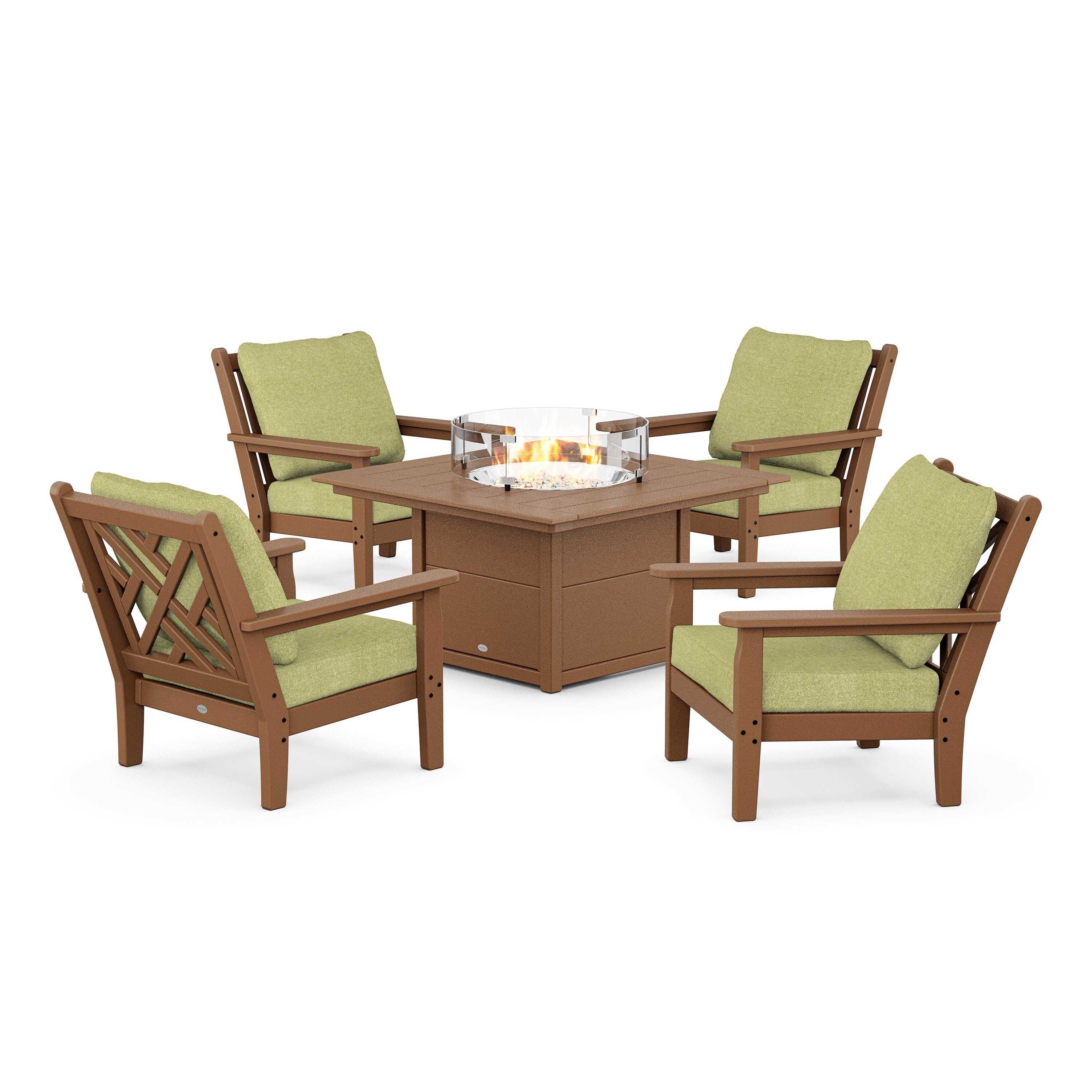 Chippendale 5-Piece Deep Seating Set with Fire Pit Table