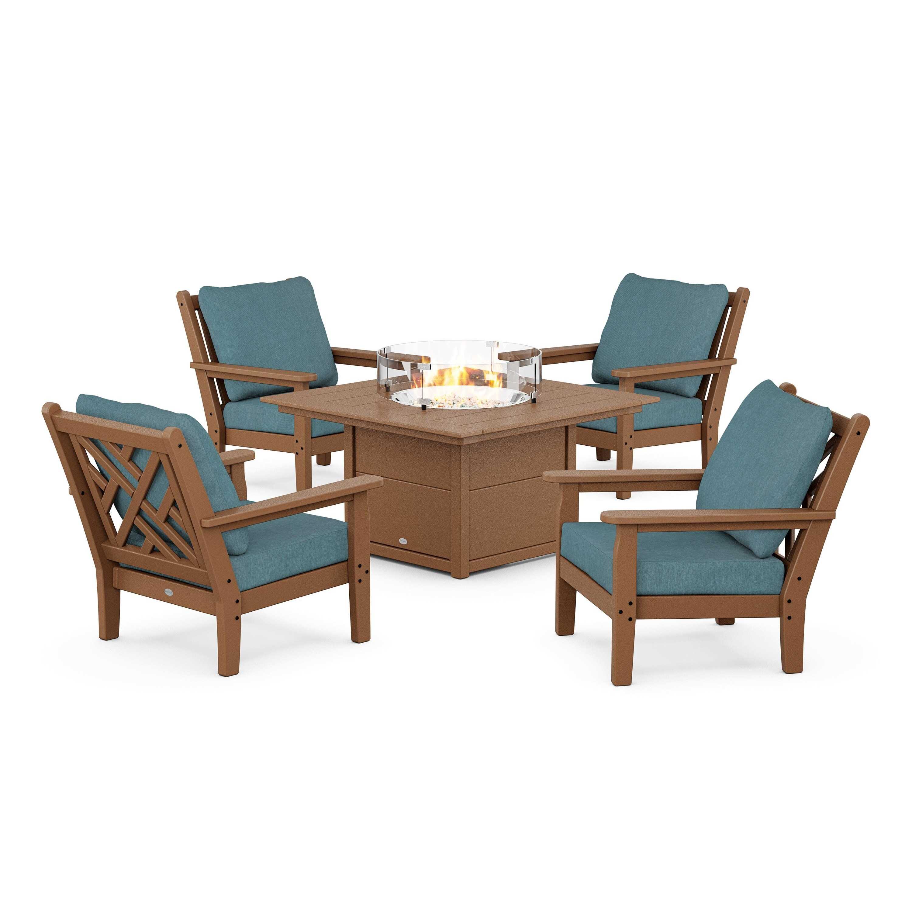 Chippendale 5-Piece Deep Seating Set with Fire Pit Table