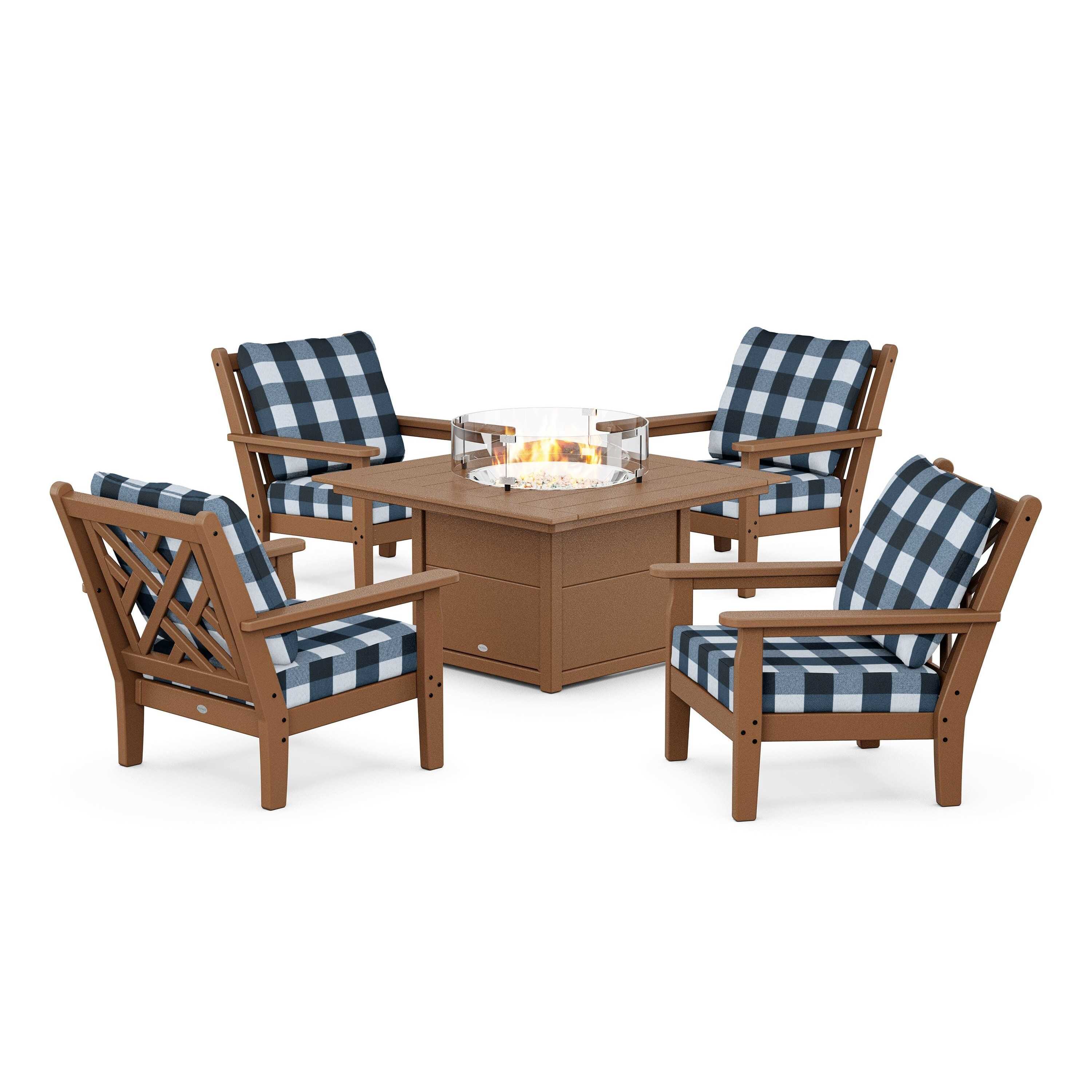 Chippendale 5-Piece Deep Seating Set with Fire Pit Table