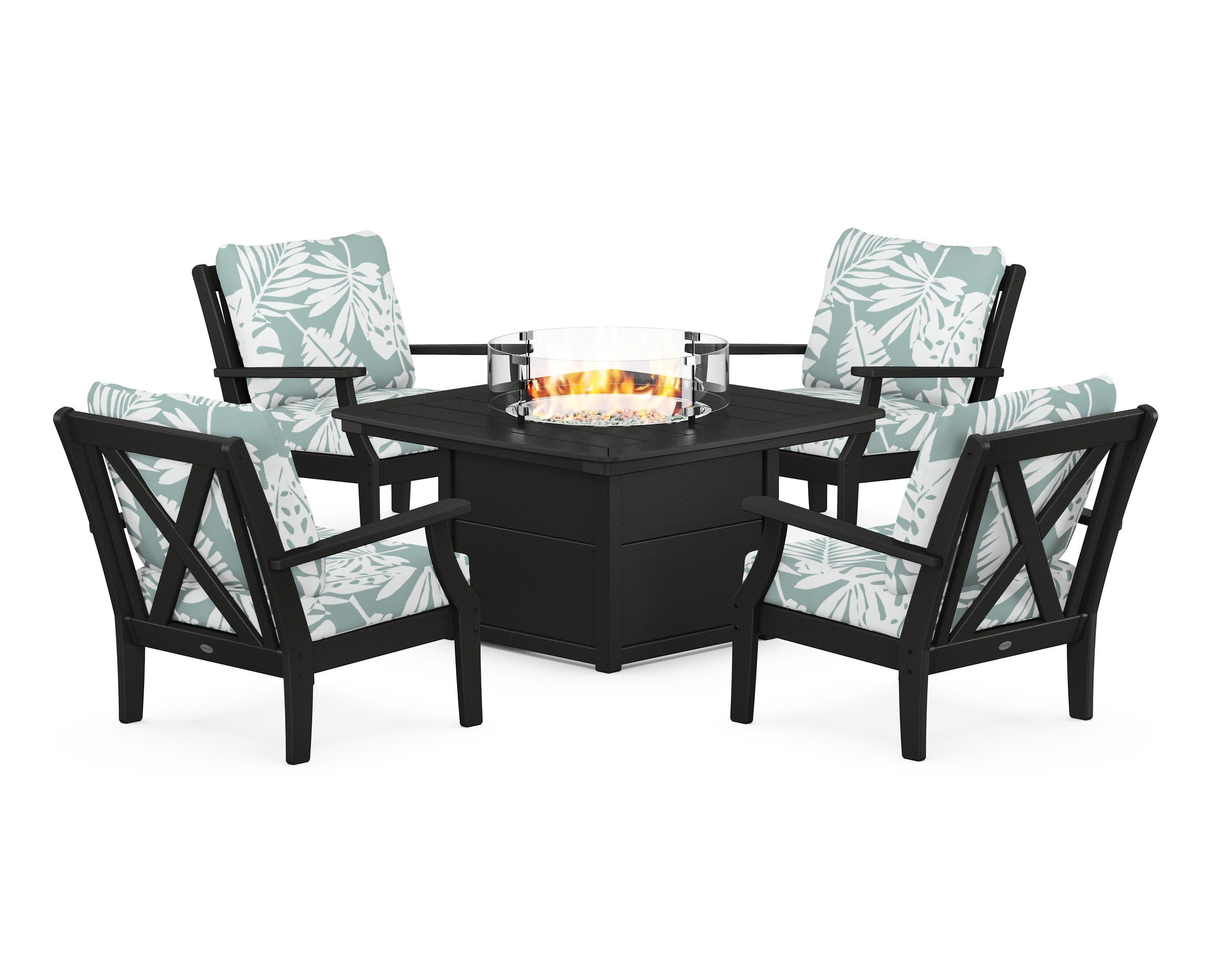 Braxton 5-Piece Deep Seating Conversation Set with Fire Pit Table