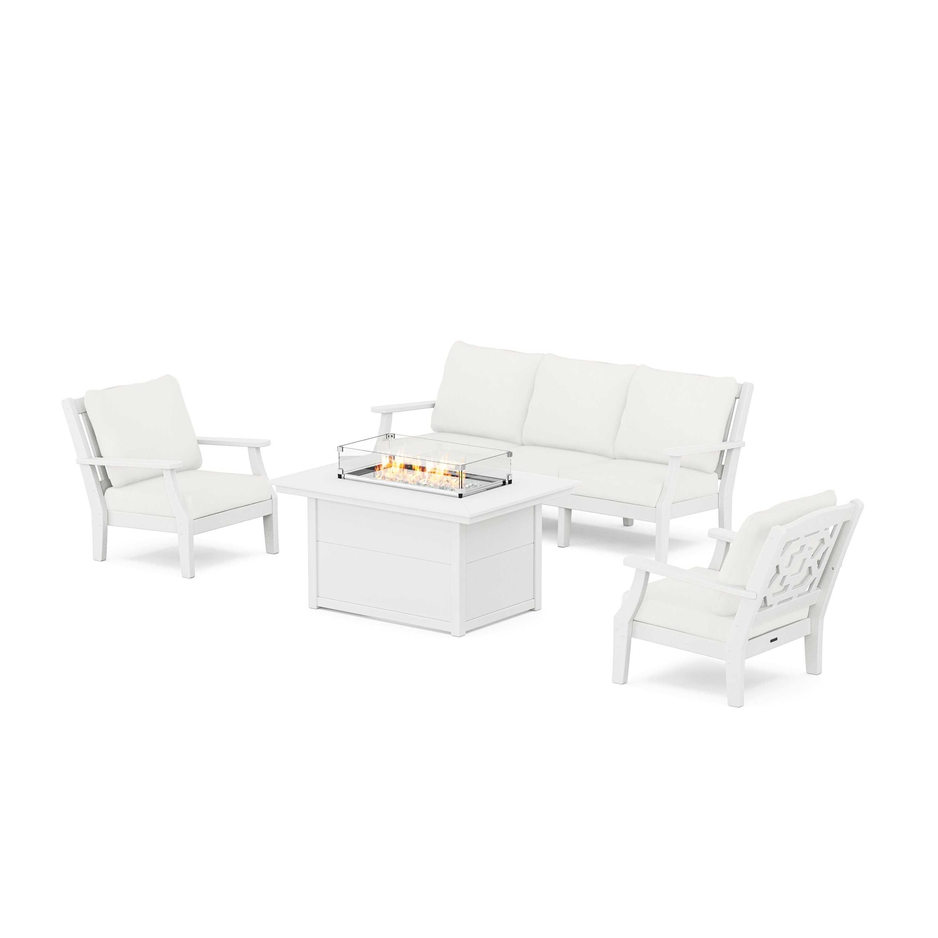 Chinoiserie Deep Seating Fire Pit Table Set