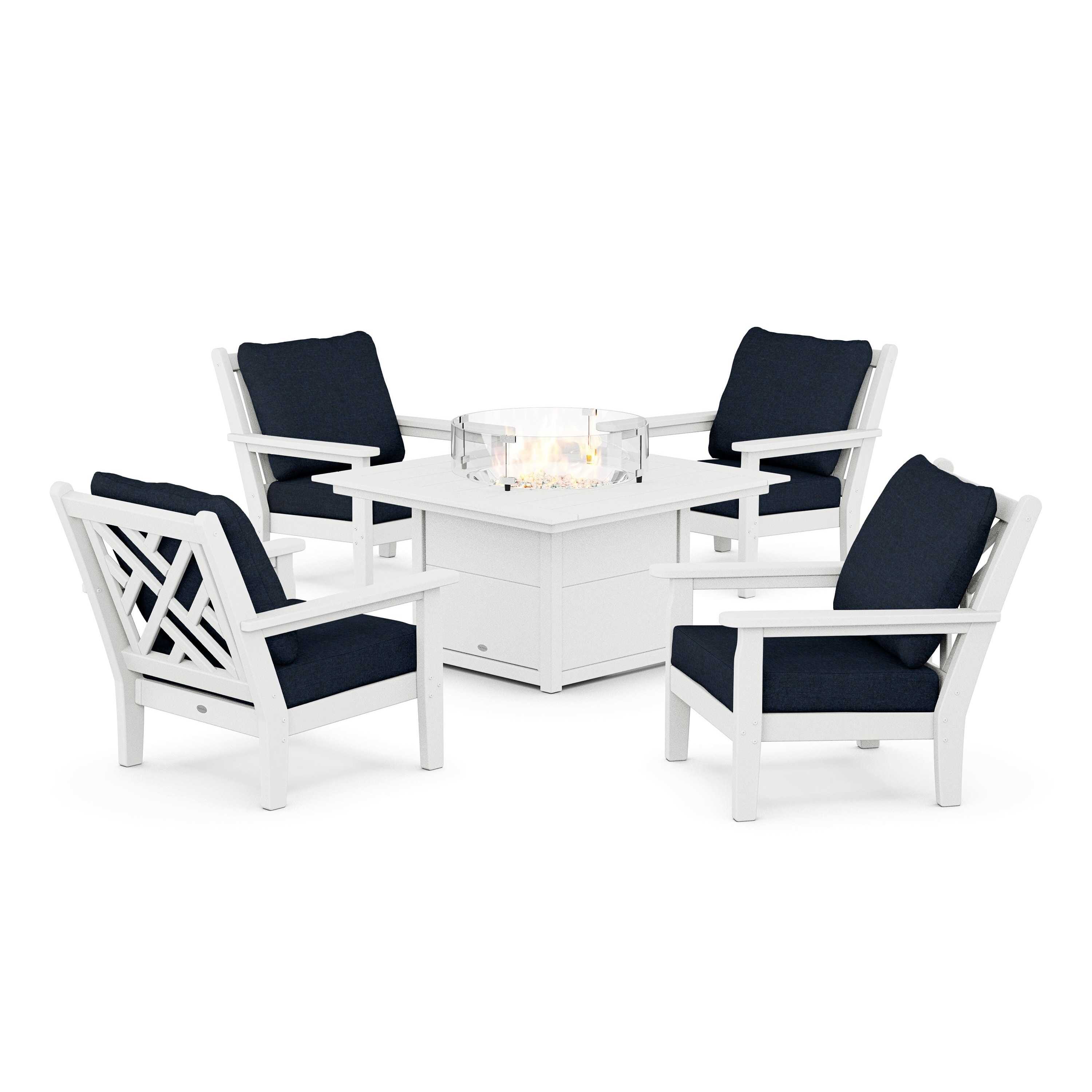 Chippendale 5-Piece Deep Seating Set with Fire Pit Table