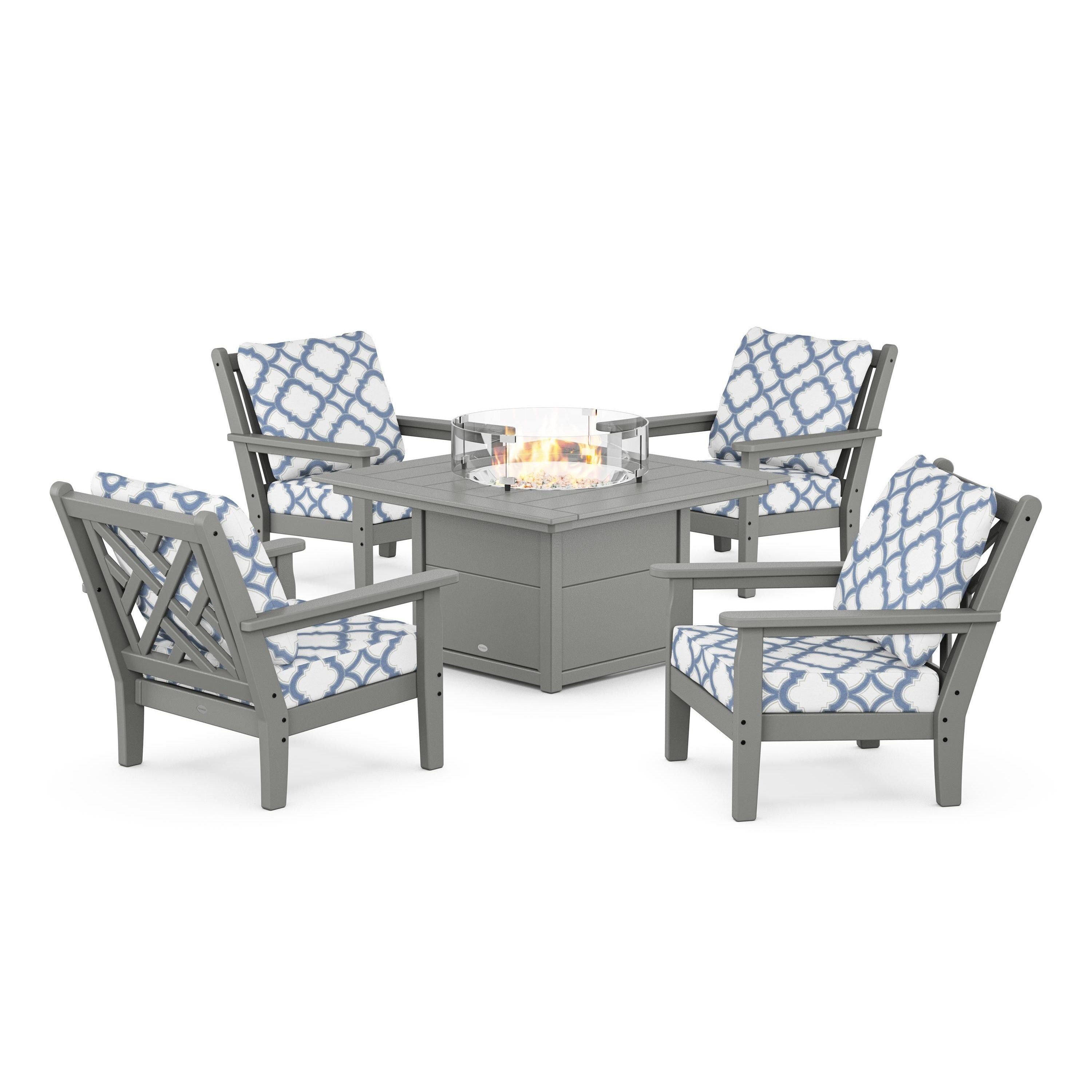 Chippendale 5-Piece Deep Seating Set with Fire Pit Table