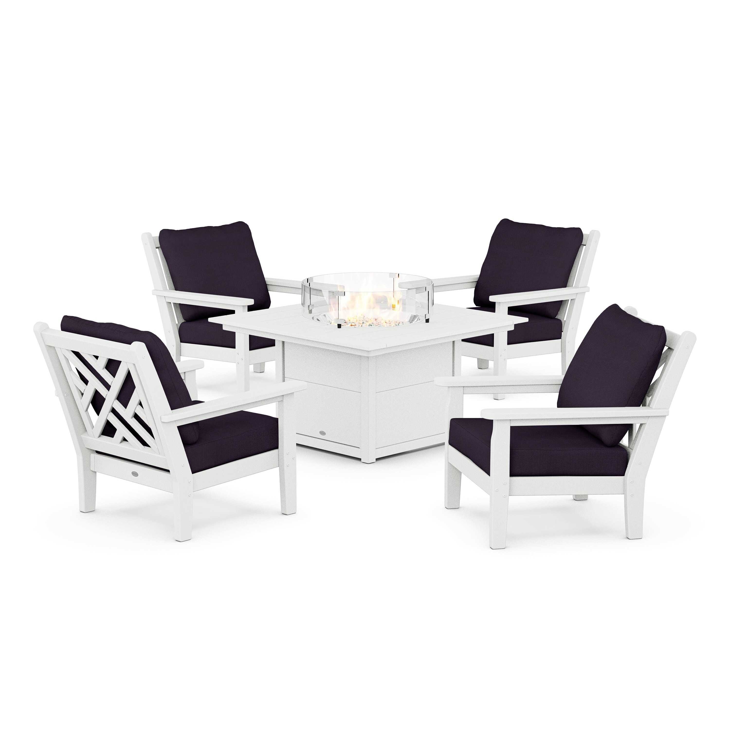 Chippendale 5-Piece Deep Seating Set with Fire Pit Table
