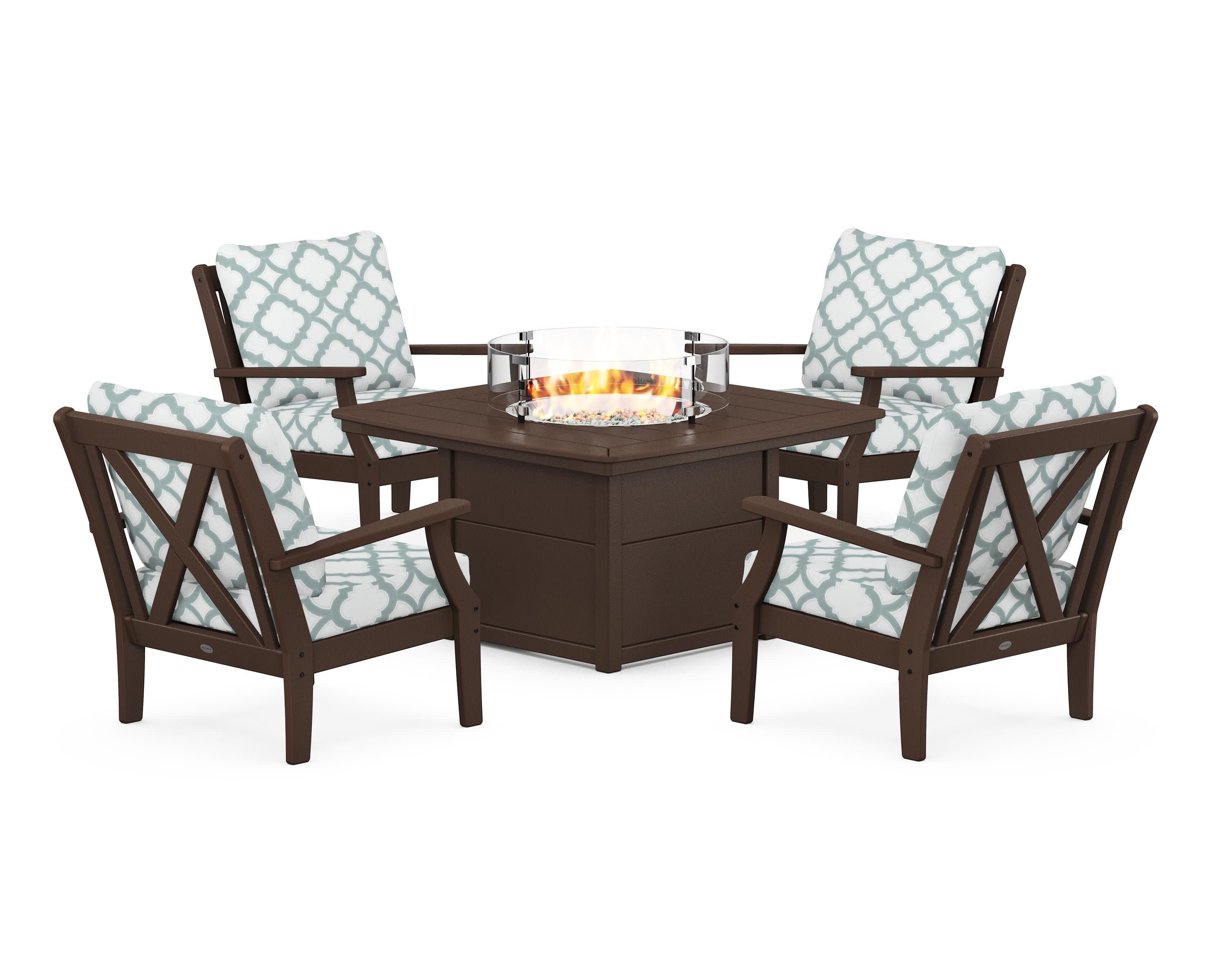 Braxton 5-Piece Deep Seating Conversation Set with Fire Pit Table