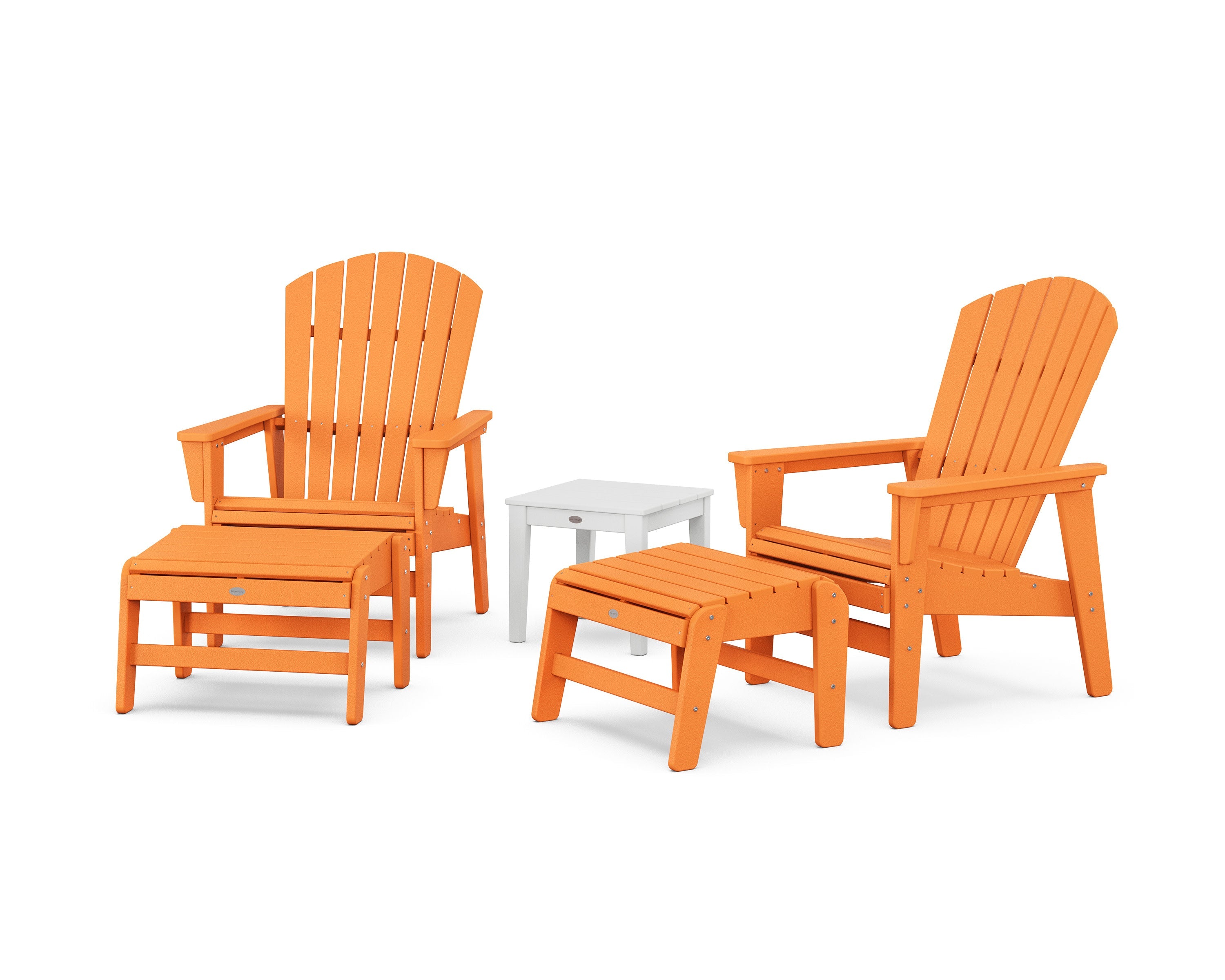 5-Piece Nautical Grand Upright Adirondack Set with Ottomans and Side Table