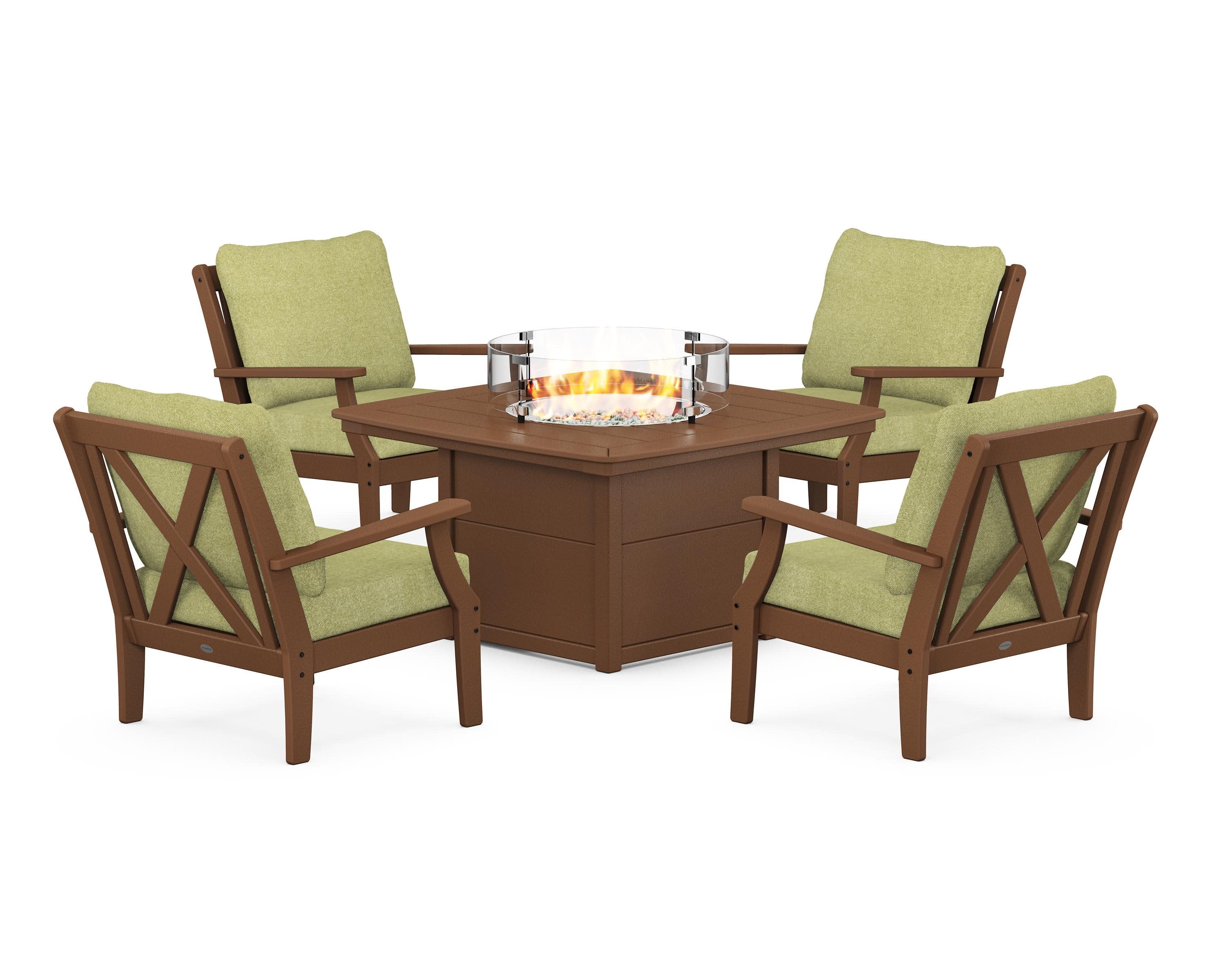 Braxton 5-Piece Deep Seating Conversation Set with Fire Pit Table