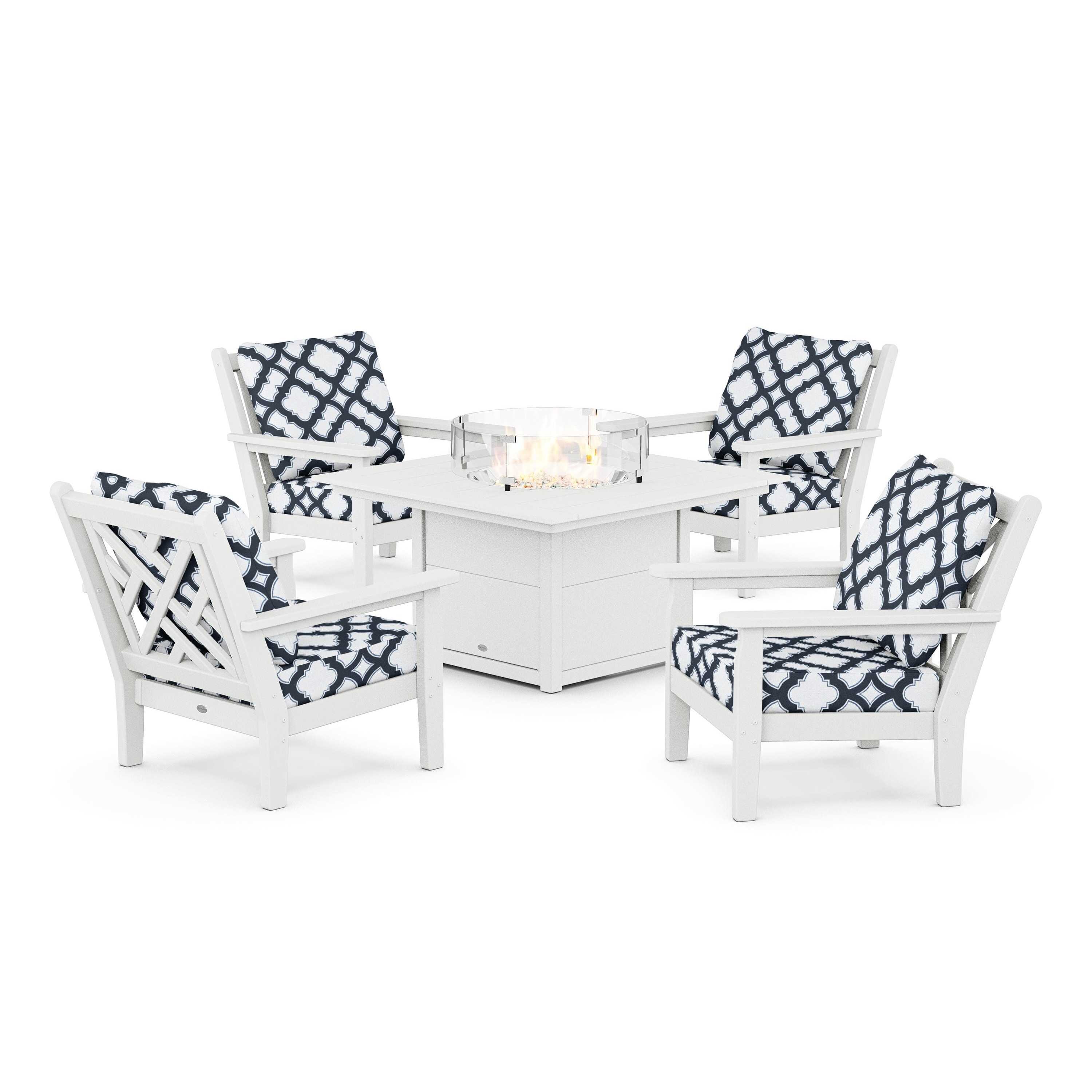 Chippendale 5-Piece Deep Seating Set with Fire Pit Table