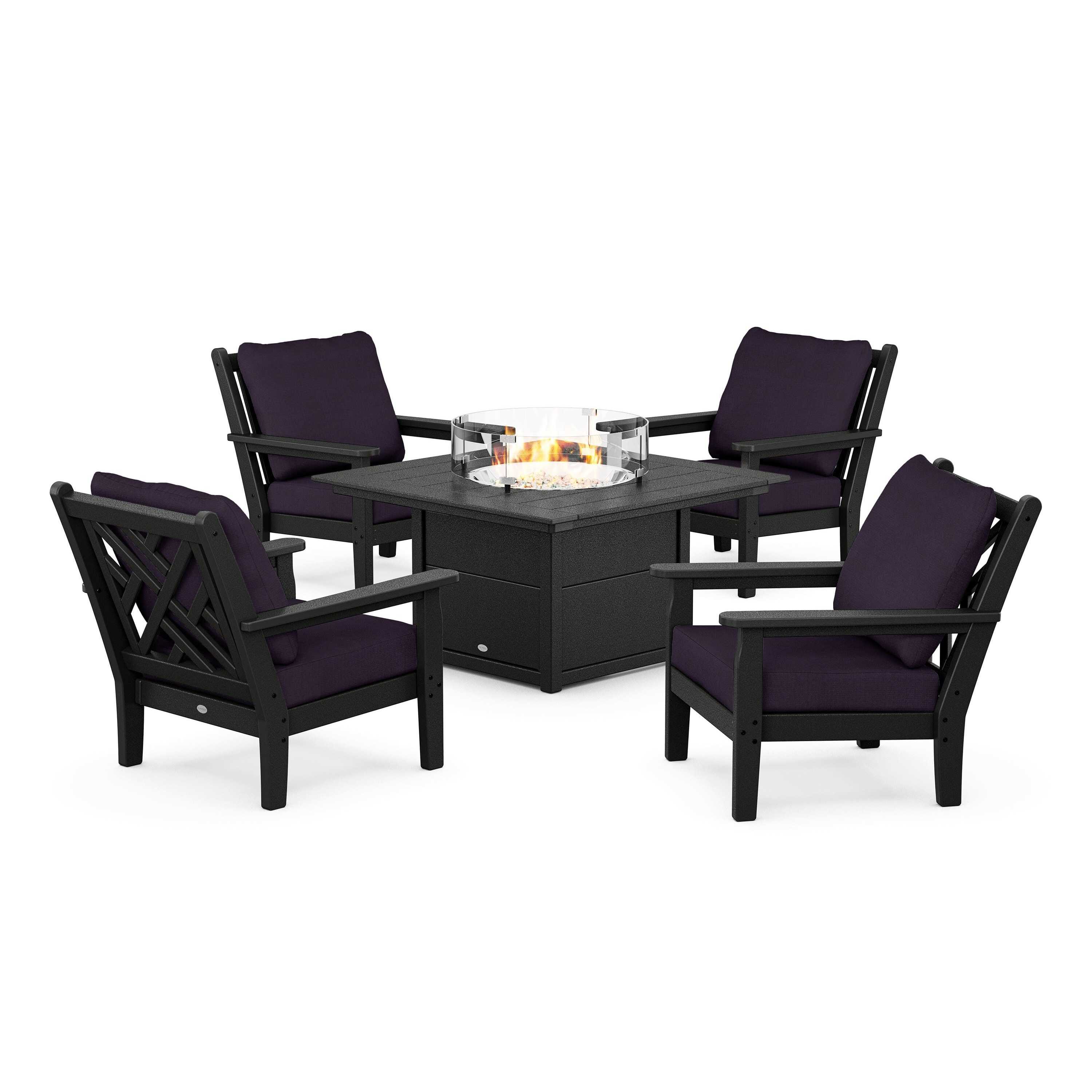 Chippendale 5-Piece Deep Seating Set with Fire Pit Table