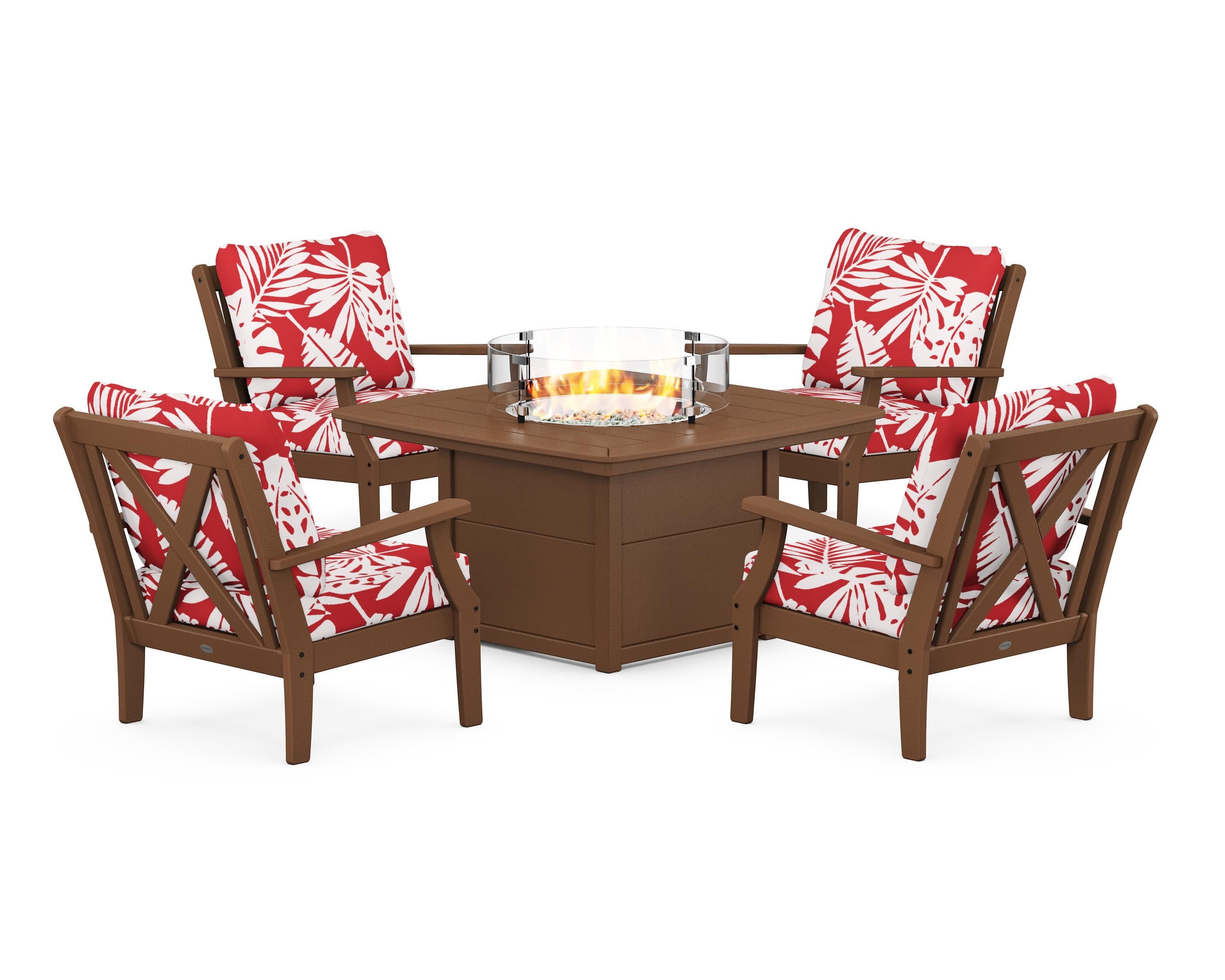 Braxton 5-Piece Deep Seating Conversation Set with Fire Pit Table